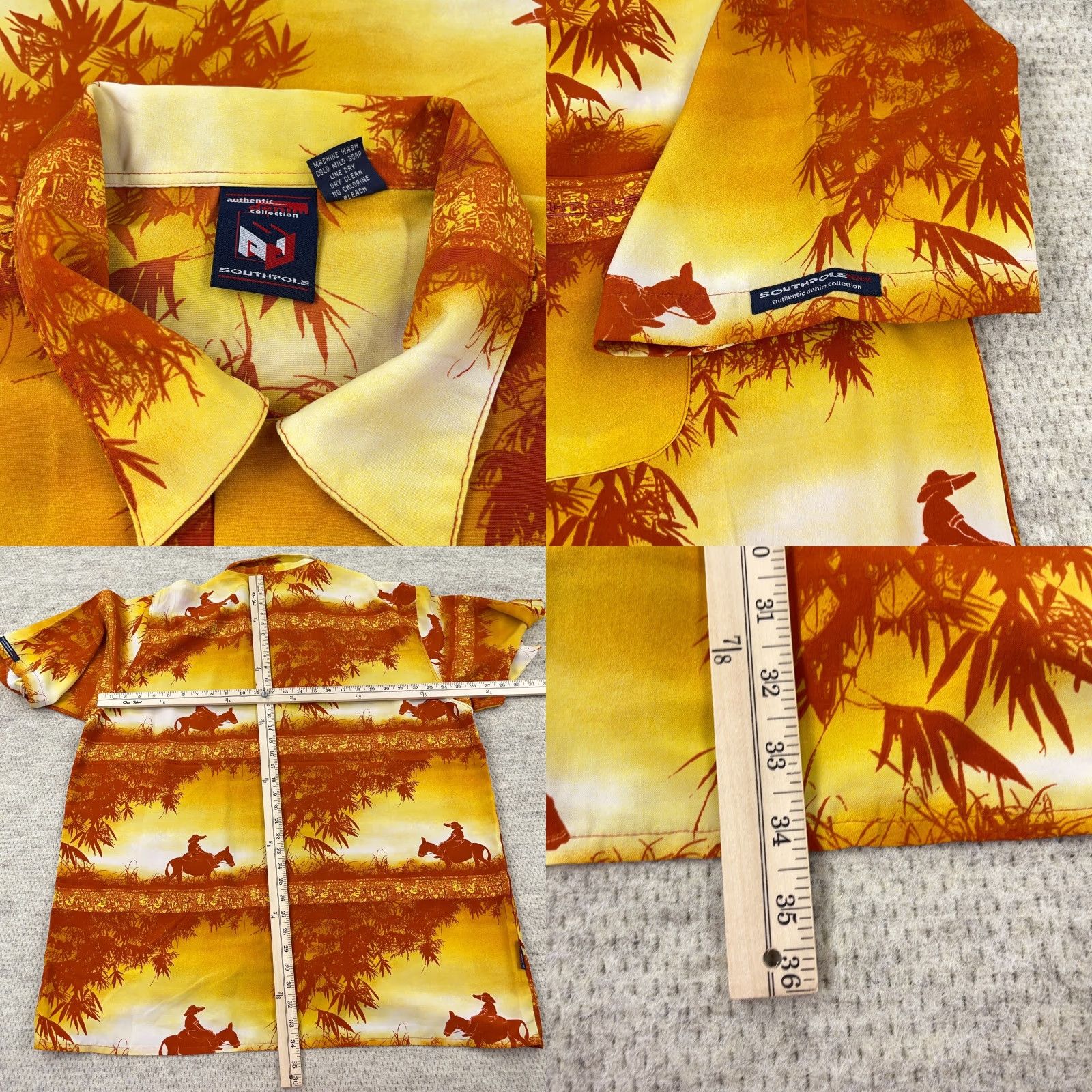 Southpole VINTAGE South Pole Shirt Men 2XL Orange Button Up All Over AOP Geometric 90s Classic Size US XXL / EU 58 / 5 - 8 Thumbnail
