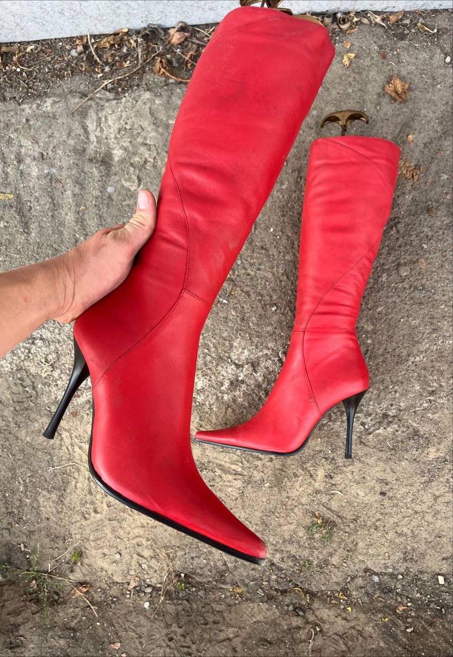 If Six Was Nine Vntg As 98 Guidi style Leather Faded Biker High Boots Heels Size US 5 / IT 35 - 4 Thumbnail