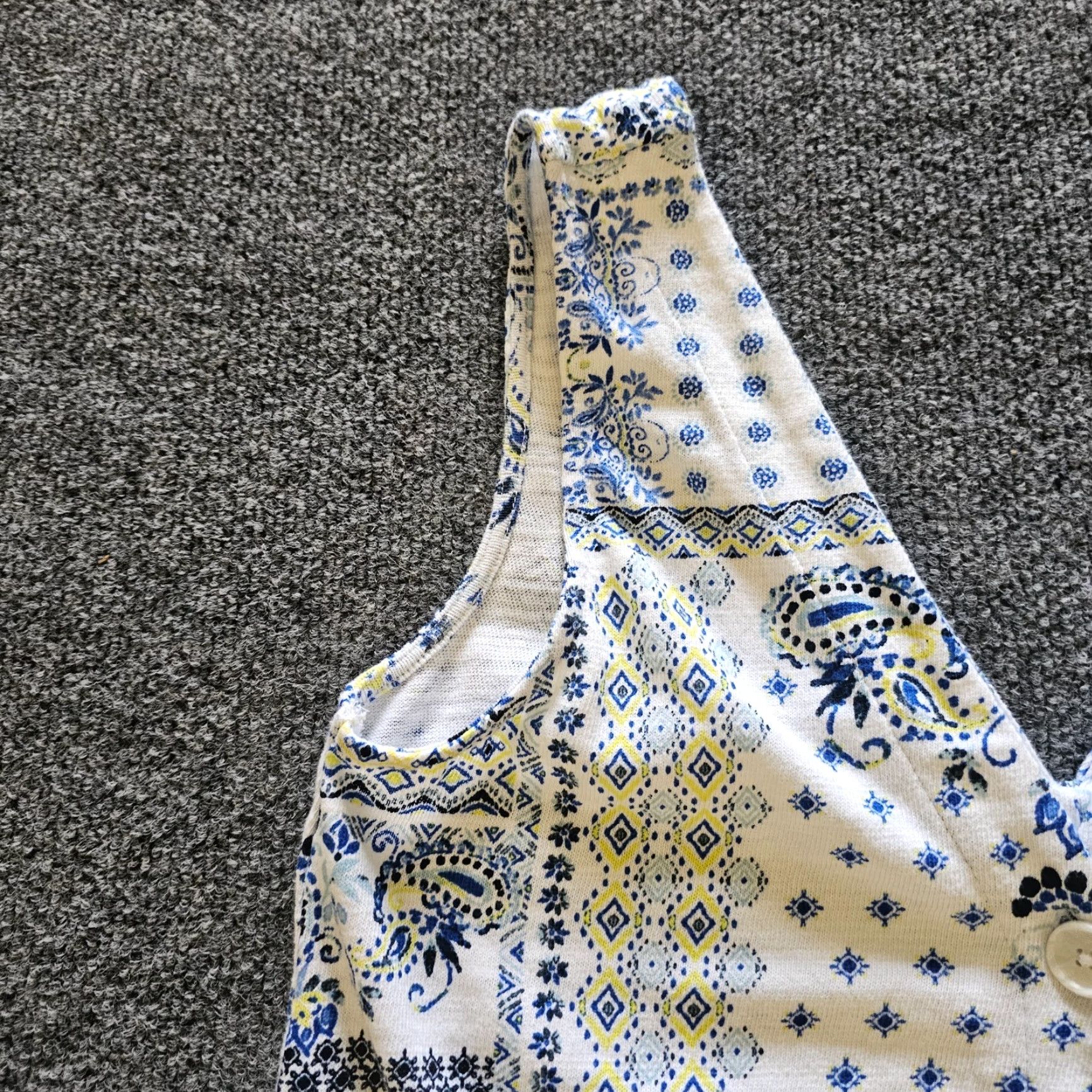 Loft VINTAGE LOFT Romper Womens XS White Blue Paisley Bandana V Neck Tank Shorts Casual Size 26" / US 2 / IT 38 - 3 Thumbnail