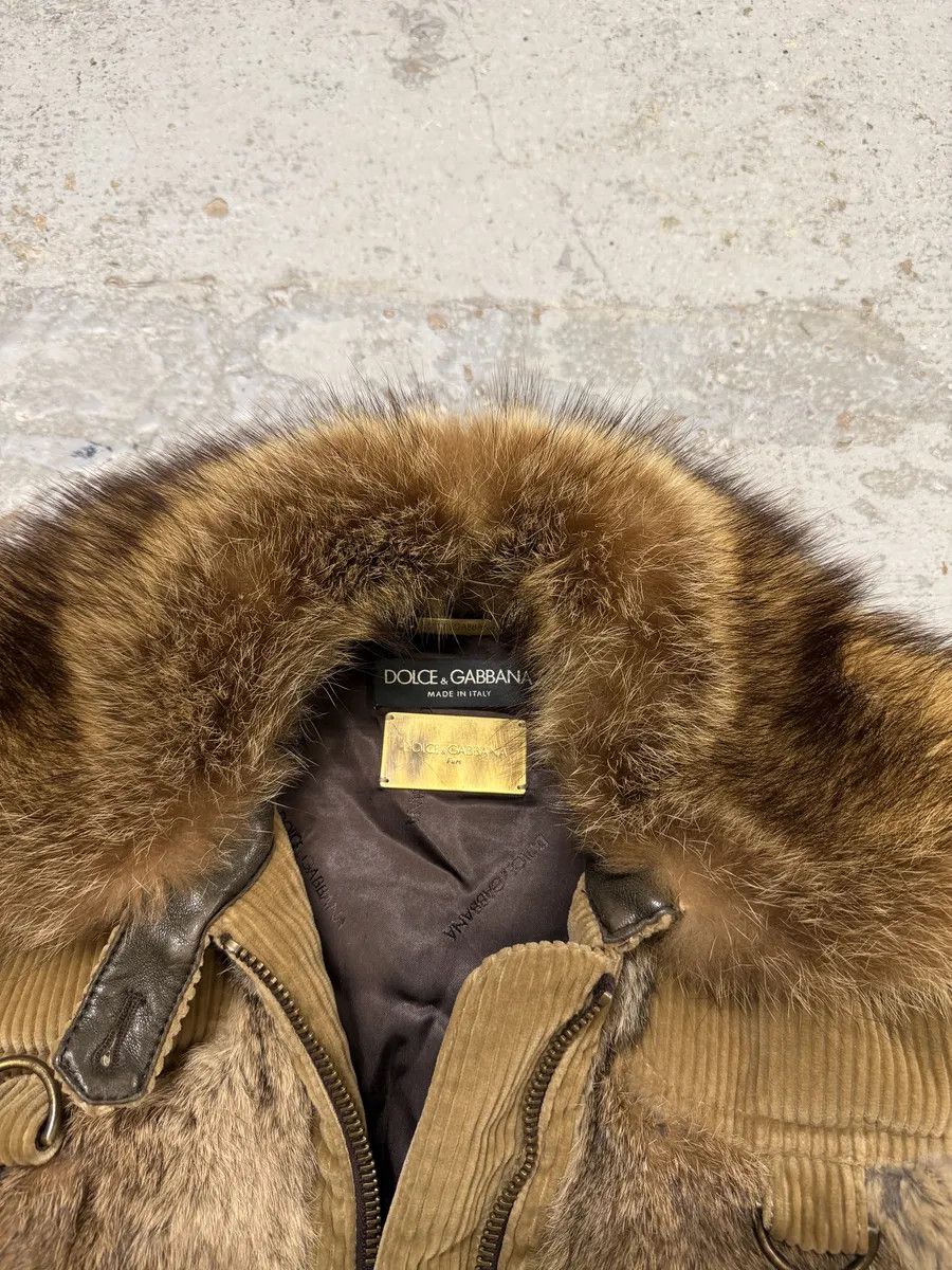 Dolce & Gabbana AW2002 Dolce & Gabbana Beige Corduroy & Rabbit Fur Bomber Jacket Size S / US 4 / IT 40 - 9 Thumbnail
