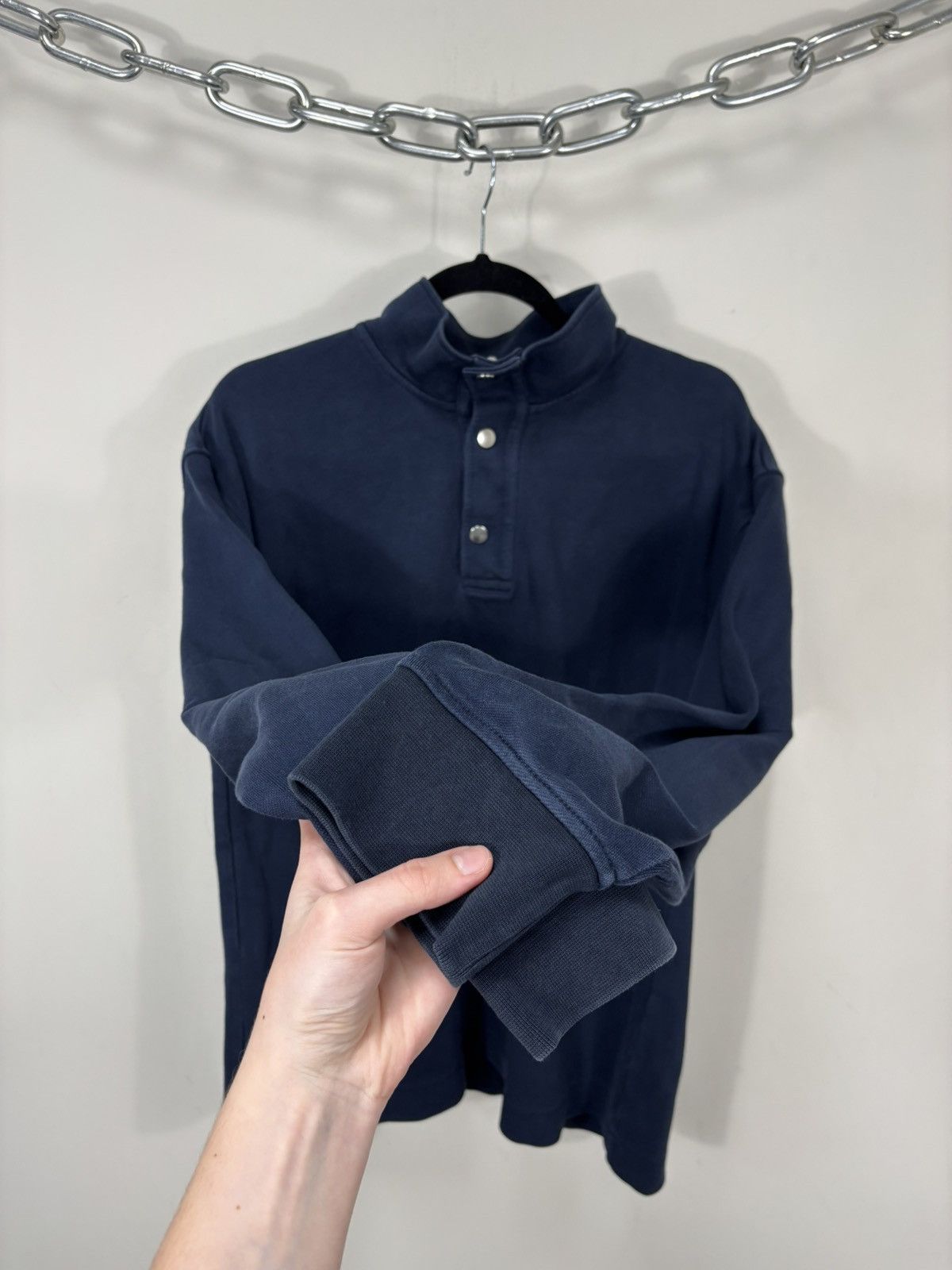 Arket Arket Men’s Navy Blue Classic Snap-Button Henley Sweatshirt Size US M / EU 48-50 / 2 - 6 Thumbnail