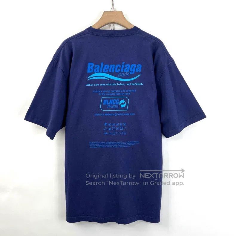 Balenciaga Balenciaga Blue Eco-Friendly Slogan Short Sleeve Size US S / EU 44-46 / 1 - 3 Thumbnail