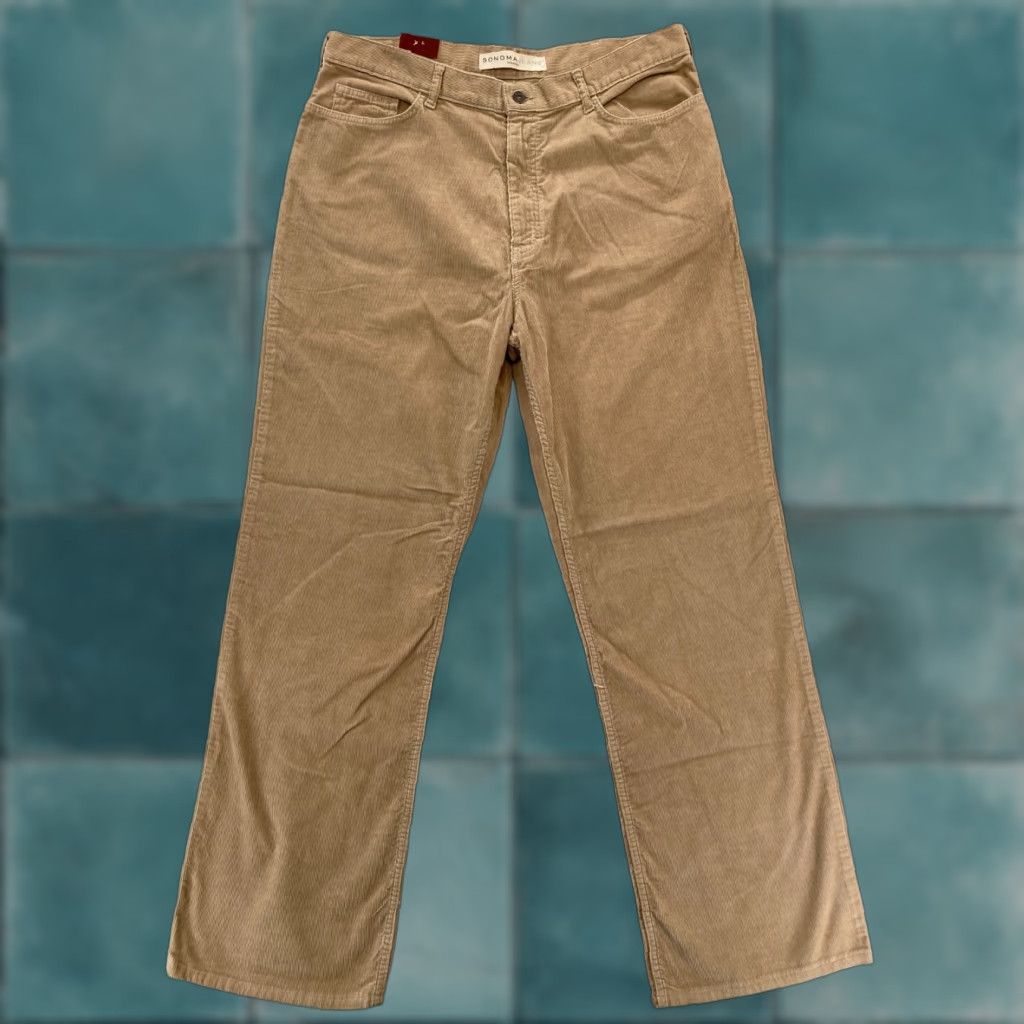 Vintage Sonoma Pants Mens 38x34 Brown Corduroy 100% Cotton Relaxed Straight Leg Mid Rise Size US 38 / EU 54 - 1 Thumbnail