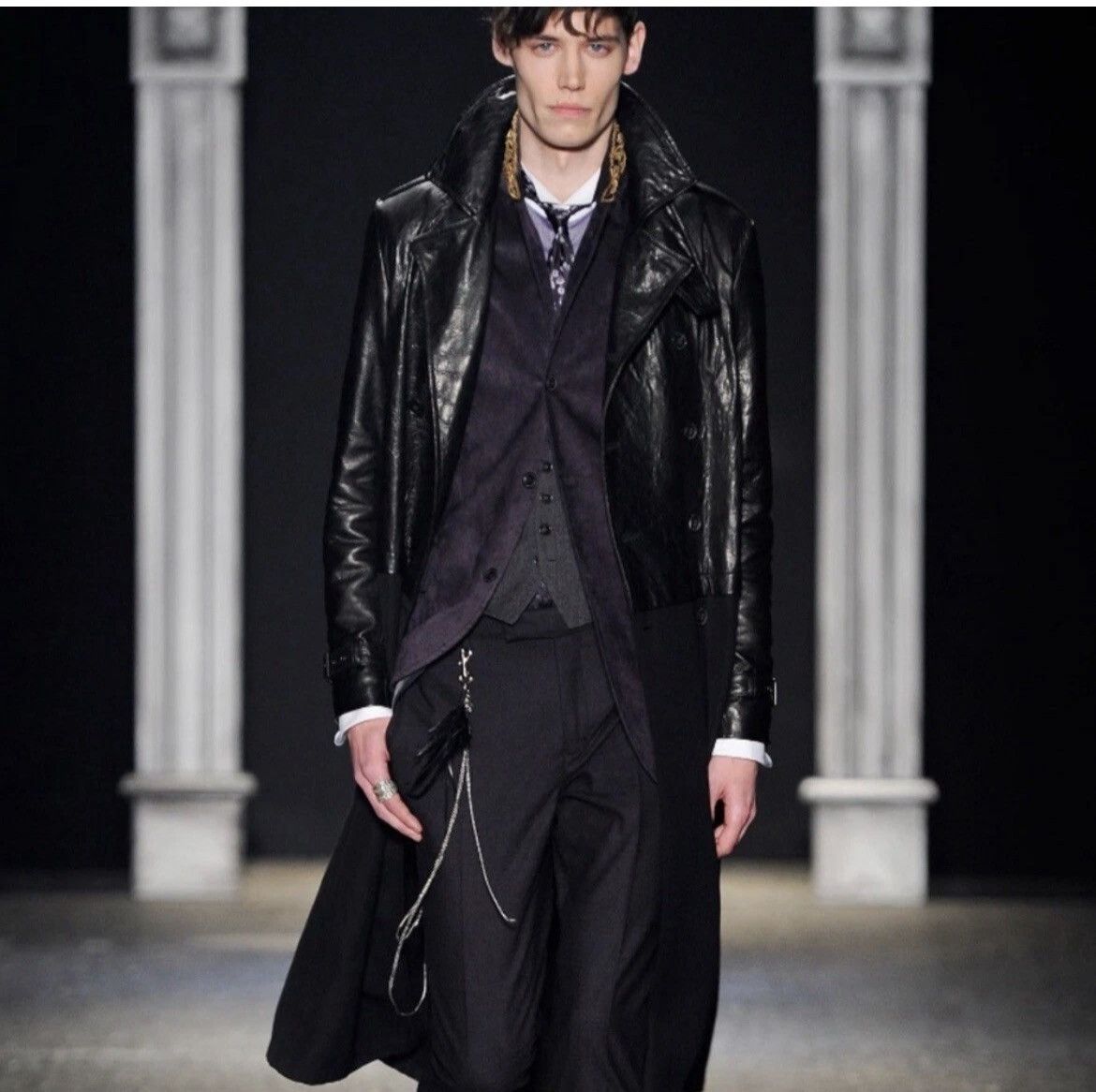 John Varvatos Contrast leather Trench Coat Size EU50 USA 40. Size US M / EU 48-50 / 2 - 5 Thumbnail