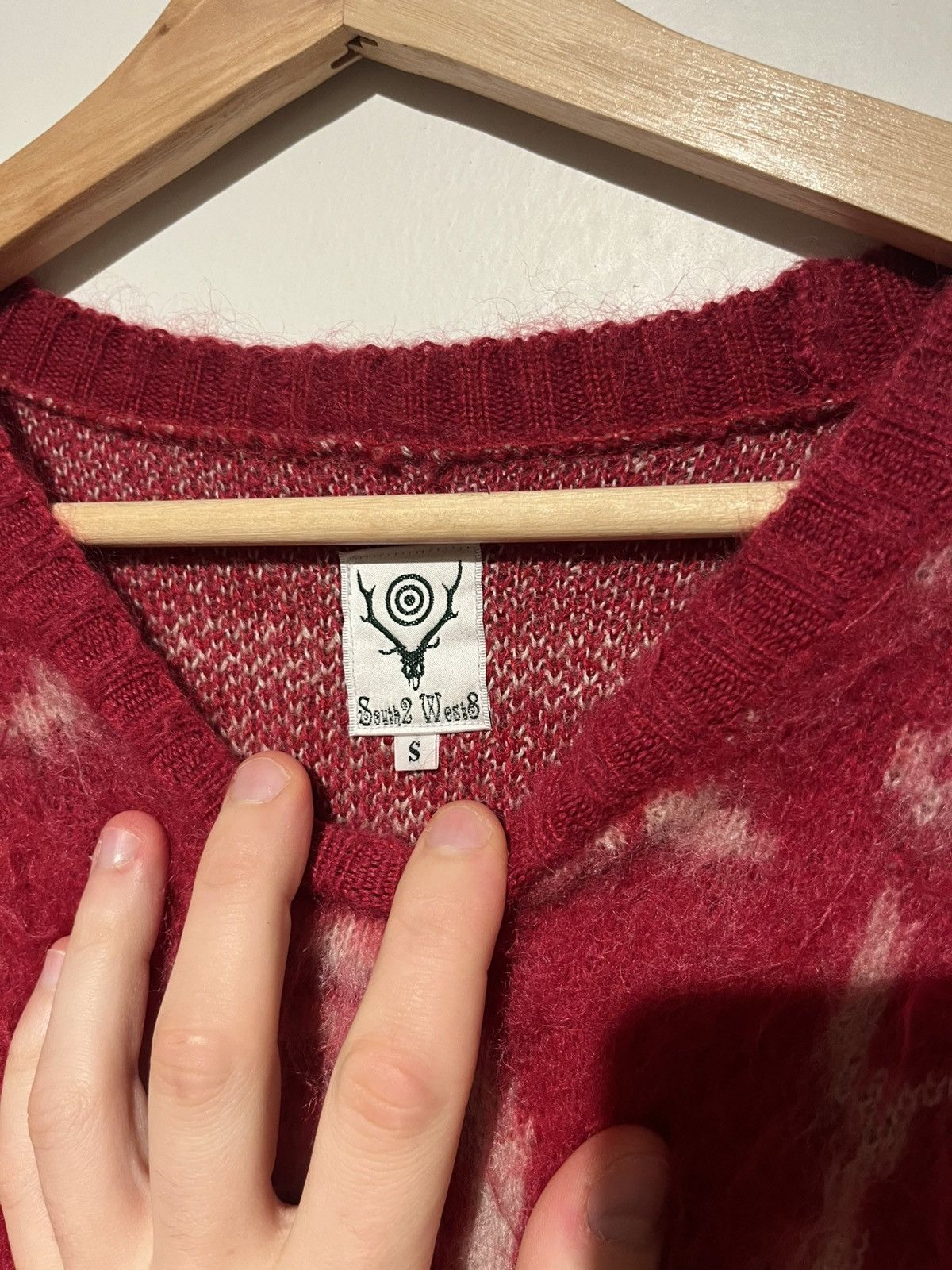 South2 West8 South2 West8 Mohair Red Sweater Size US L / EU 52-54 / 3 - 2 Thumbnail