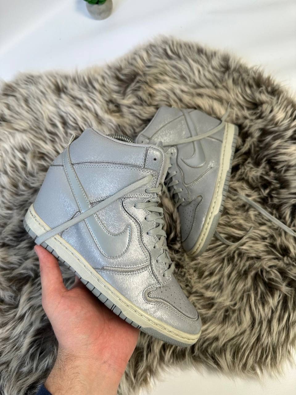 Nike 🔥Nike Dunk Sky Hi Cut Out Silver Sneakers Size US 8.5 / IT 38.5 - 2 Thumbnail