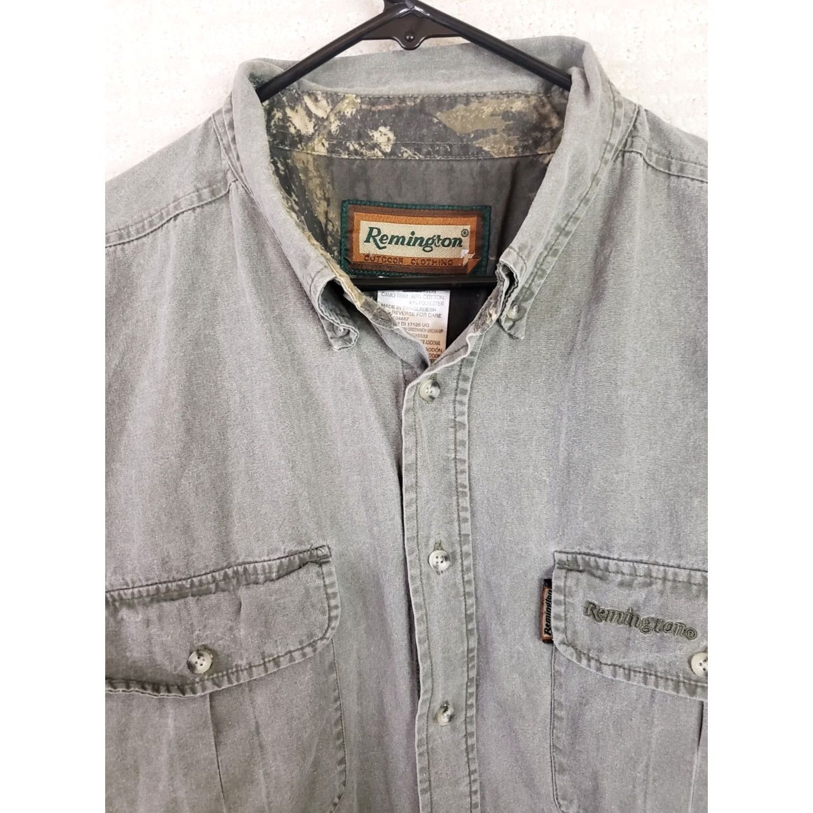 Vintage Remington Shirt Men XL Green Button-Down Canvas Cotton Outdoor Pocketed Long Sleeve Size US XL / EU 56 / 4 - 3 Thumbnail