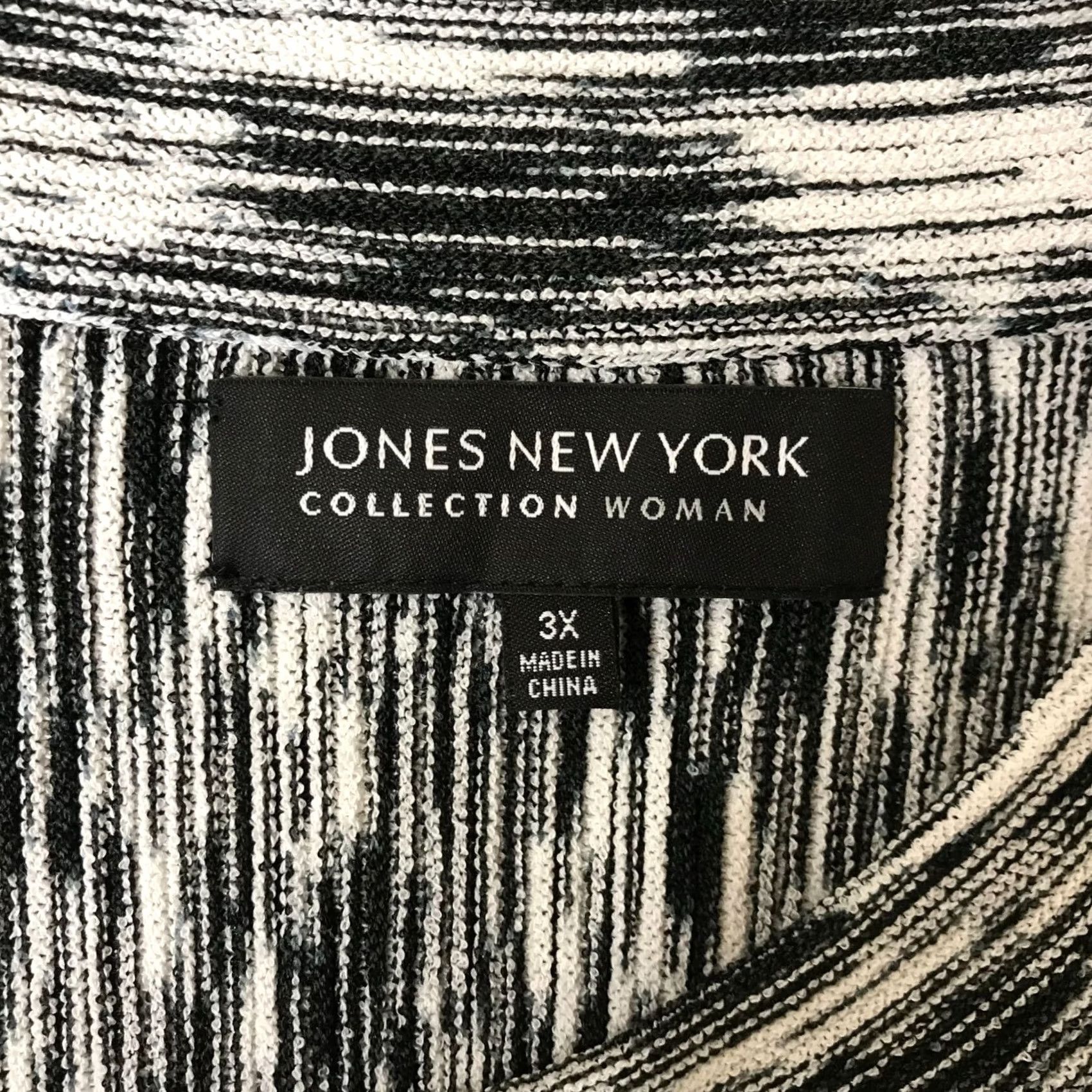 Jones New York Jones New York Women's 3X Black/White Round Neck 3/4 Sleeve Rayon Blend Top Size XXL / US 16-18 / IT 52-54 - 7 Thumbnail
