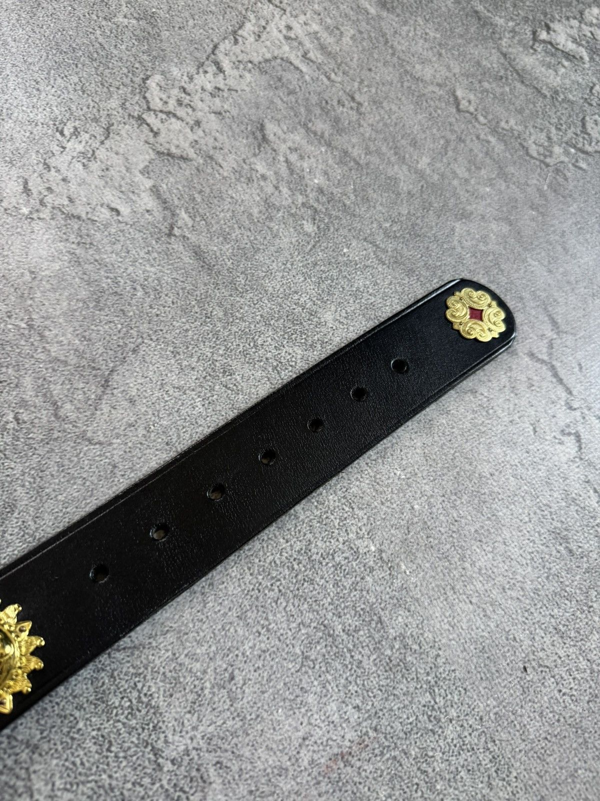 Etro 90s Retro vintage leather belt iconic cows 🐄 metal details Size ONE SIZE - 11 Thumbnail