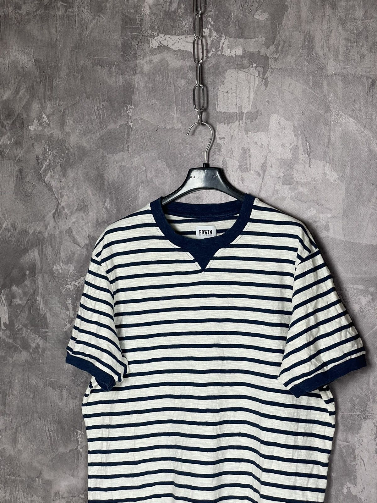 Edwin × Japanese Brand × Vintage Vintage T-Shirt Edwin Japanese Brand Striped Y2K Size US L / EU 52-54 / 3 - 7 Thumbnail