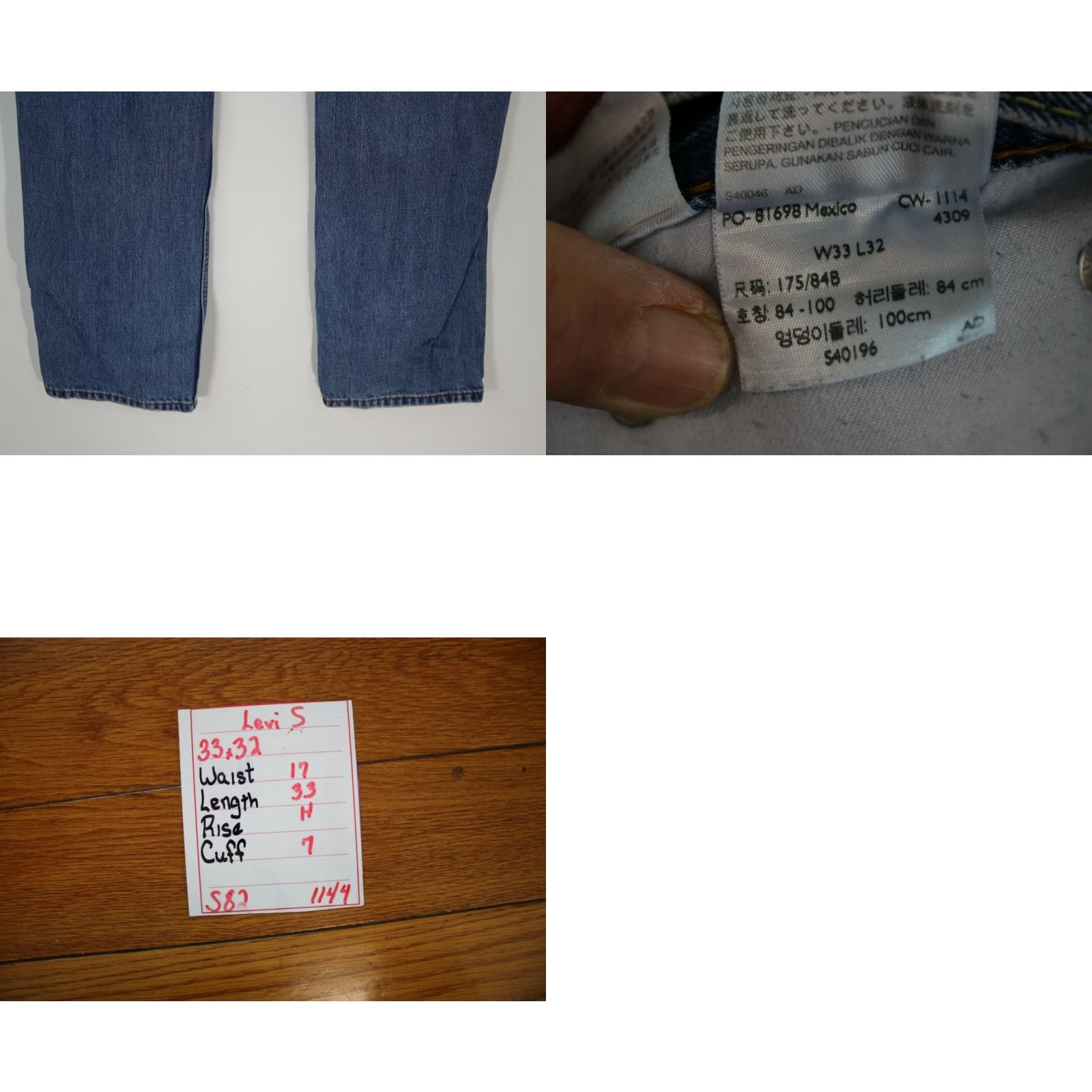 Vintage Levis Mens Solid Straight Jeans Casual Blue Denim 33X32 Regular Fit Size US 34 / EU 50 - 8 Thumbnail