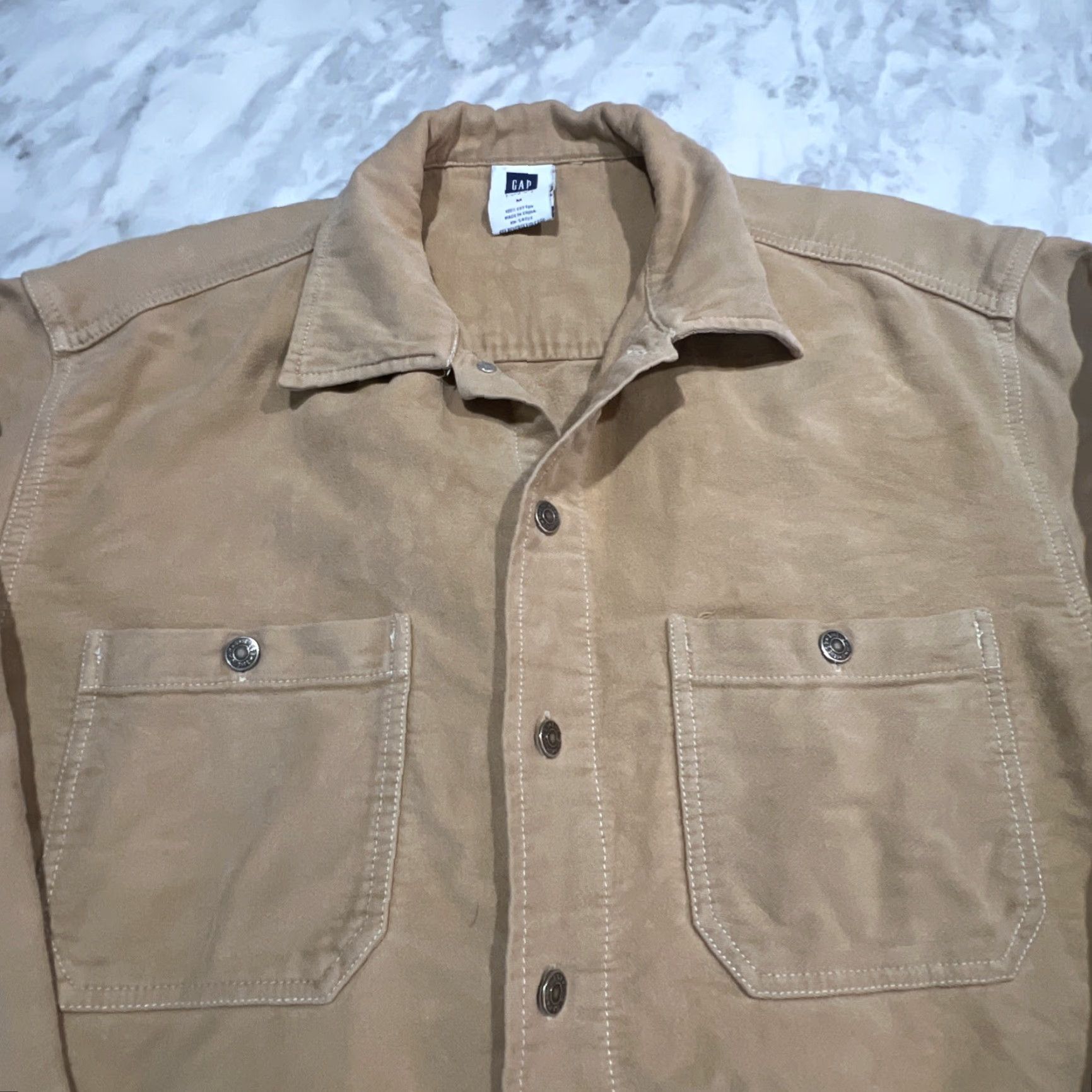 Gap VINTAGE GAP Y2K Shirt Jacket Shacket Men M Chamois Heavy Tan Khaki Cotton Shirt Jacket Shacket Men Medium Brown Gap Y2K Vintage Size US M / EU 48-50 / 2 - 3 Thumbnail