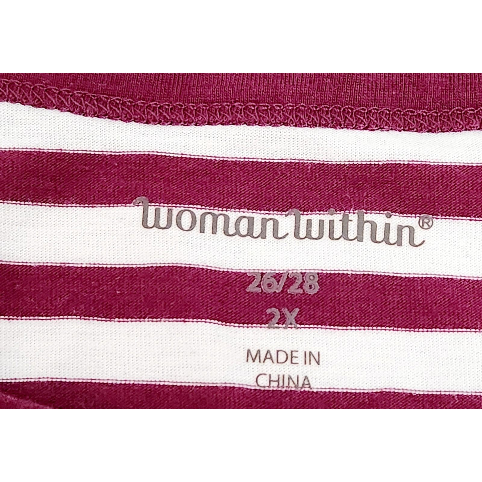 Other Woman Within Burgundy White Striped Top 26 28 2X Plus Size XXL / US 16-18 / IT 52-54 - 4 Thumbnail