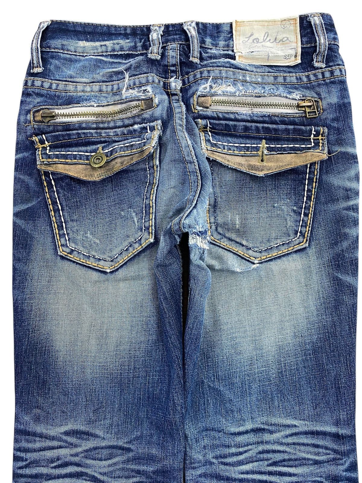 Japanese Brand Lolita Faded Wash Whiskered Style Straight Leg Jeans Size US 31 - 4 Thumbnail