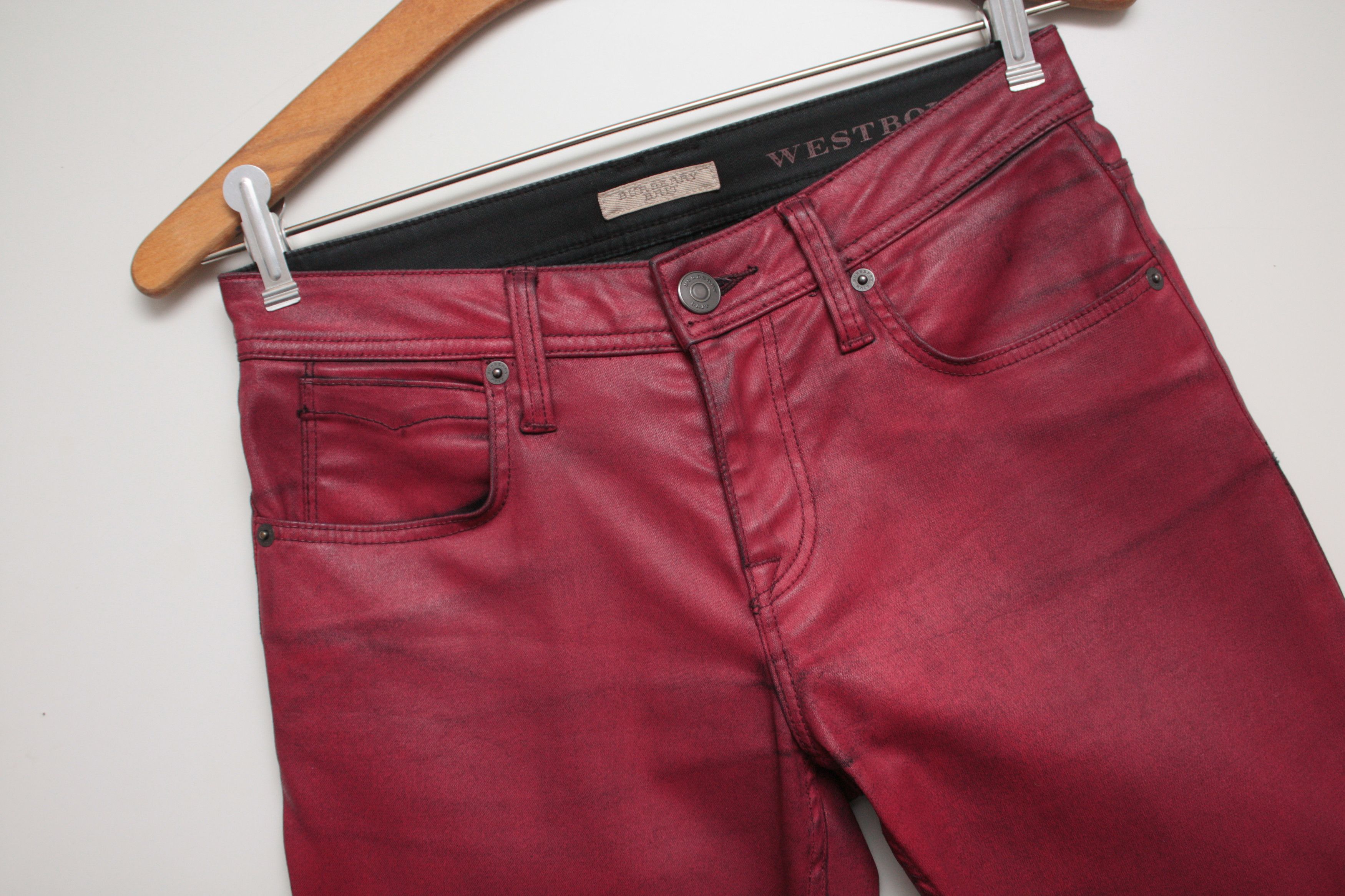 Burberry × Designer Burberry Brit Design Black Waxed Denim Skinny