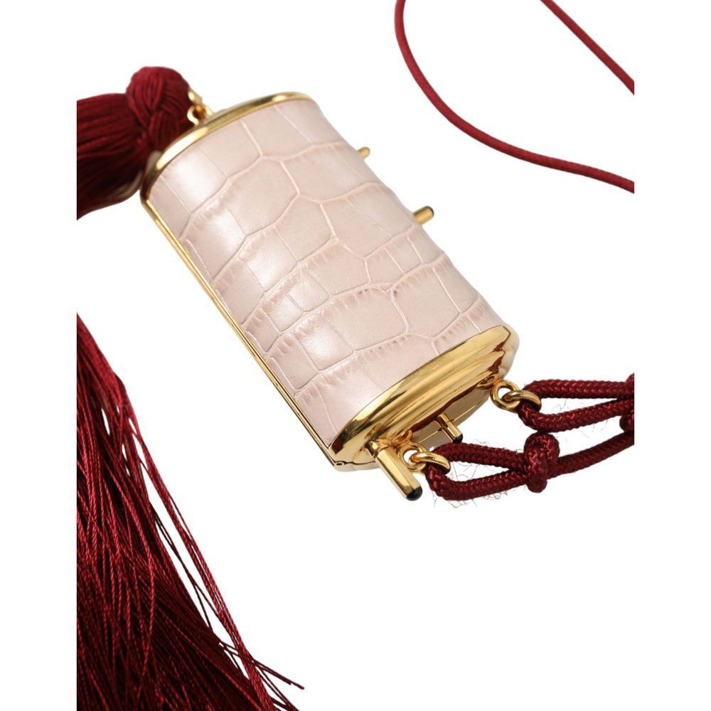 Dolce & Gabbana Dolce & Gabbana Pink Exotic Leather Mini Mirror Tassel Makeu Size ONE SIZE - 2 Thumbnail