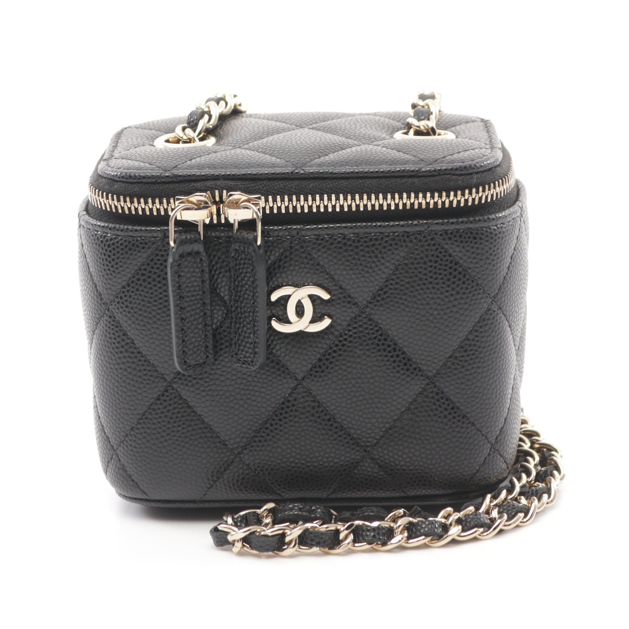 Chanel Chanel Mini Vanity Case Chain Shoulder Bag Caviar Skin Black Gold Hardware Size ONE SIZE - 1 Thumbnail