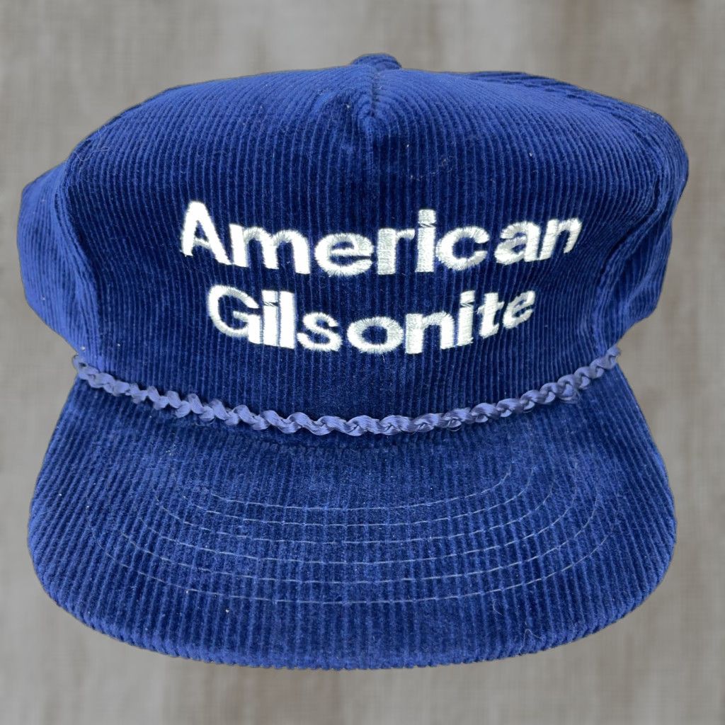 Vintage VINTAGE American Gilsonite Corduroy Snapback Hat Men Blue 90s Retro Truckers Cap Size ONE SIZE - 1 Thumbnail