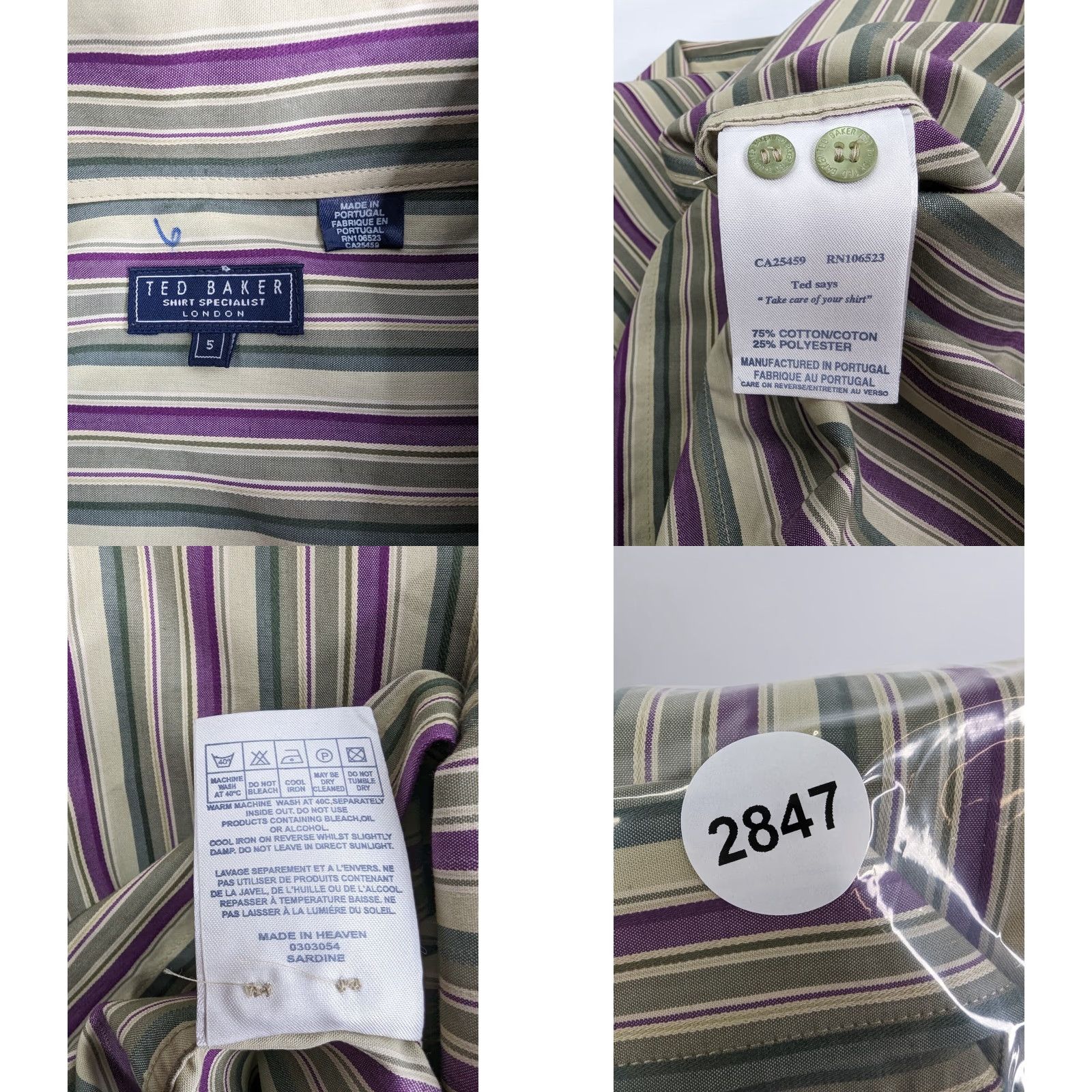 Ted Baker Ted Baker Specialist London Men's Shirt Button-Up Long Sleeve Striped Size 5 Multicolor Cotton Size US S / EU 44-46 / 1 - 8 Thumbnail
