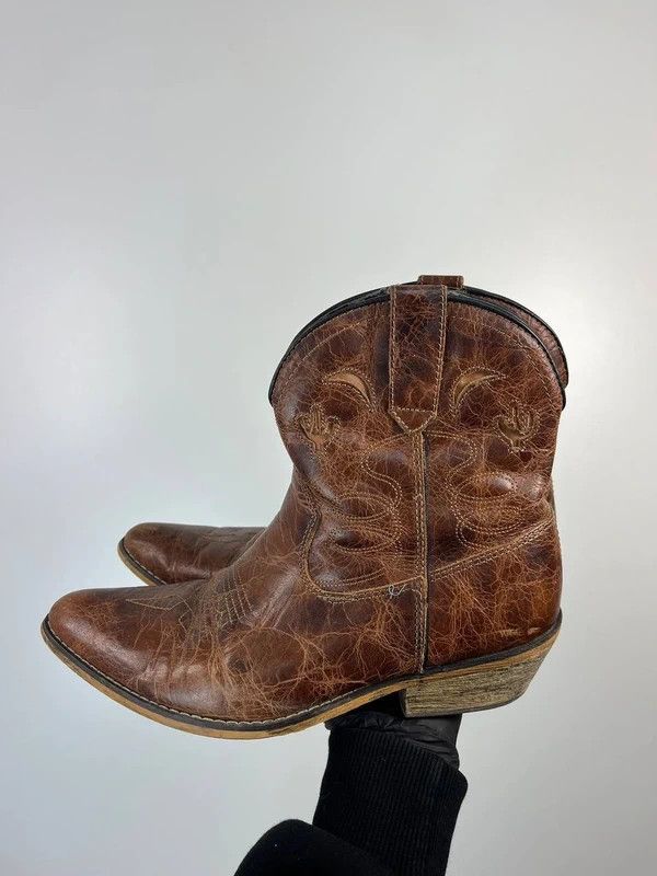 Dingo1969 Dingo Leather Western Ankle Boots Brown Zip Closure Size 9M Size US 9 / IT 39 - 8 Thumbnail