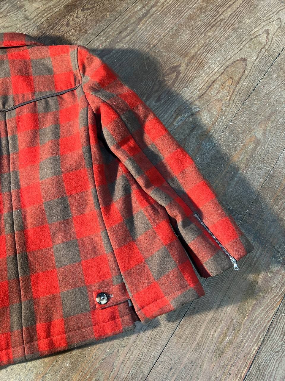 A.P.C. A.P.C. Buffalo Check Bomber Jacket Red/Brown Wool Vintage Size S / US 4 / IT 40 - 13 Thumbnail