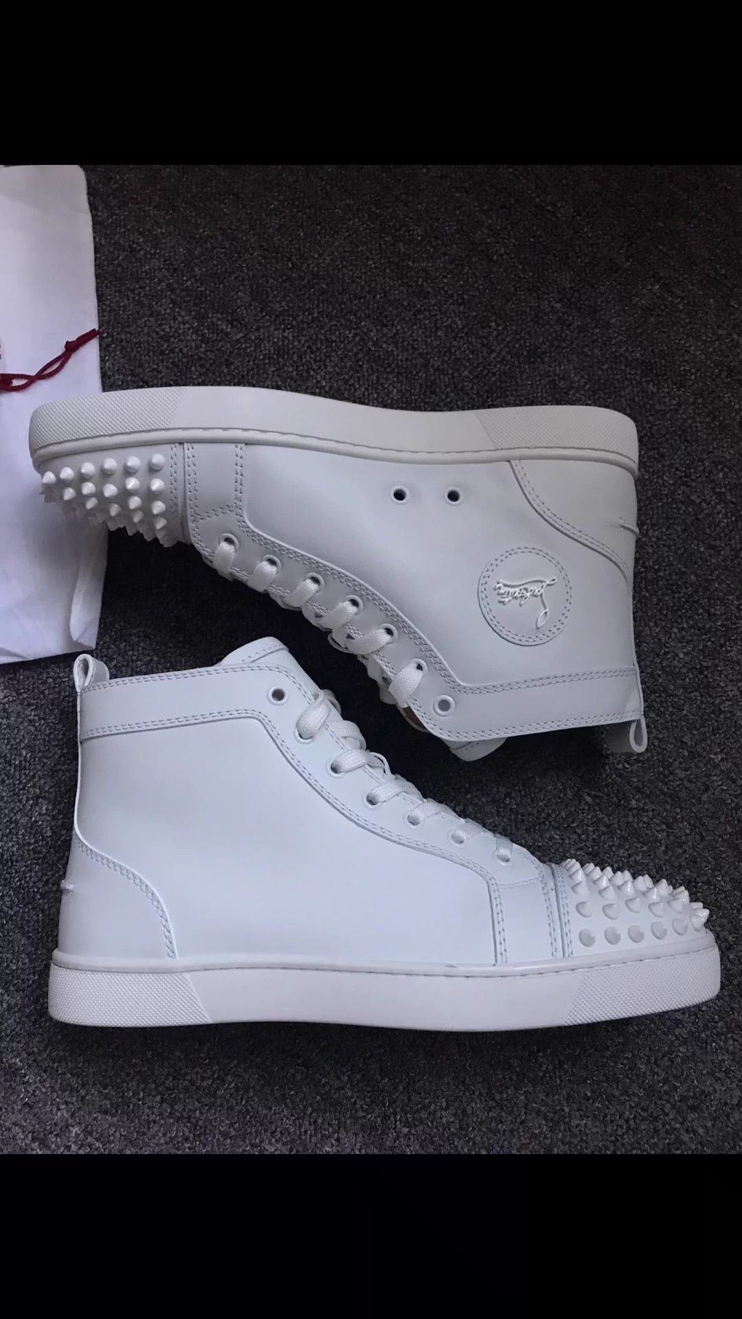 Christian Louboutin CL White Leather Side Disc Sneaker 40.5 EU Runs Large Size US 7.5 / EU 40-41 - 8 Thumbnail