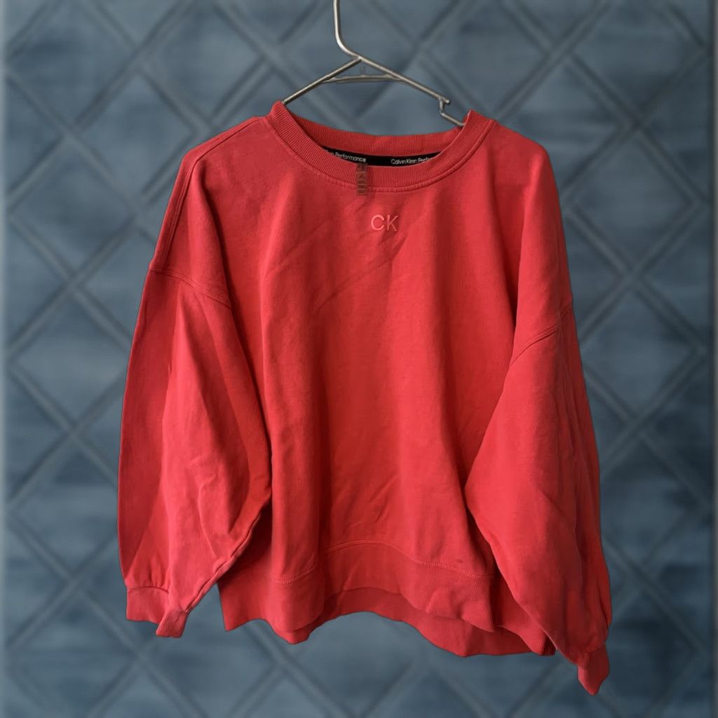 Calvin Klein Calvin Klein Collection Performance Top Shirt Womens Large Pink Mock Neck Long Sleeve Tie Dye Cotton Blend Knit Pullover T-Shirt Basic Size L / US 10 / IT 46 - 1 Thumbnail