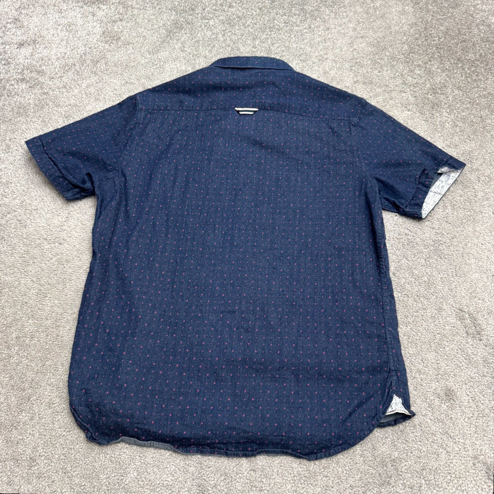 Vintage 7 Diamonds Button-Up Shirt Mens Large Blue Denim Polka Dot Cotton Casual Short Sleeve Stylish Classic Preppy Shirt Size US L / EU 52-54 / 3 - 2 Thumbnail