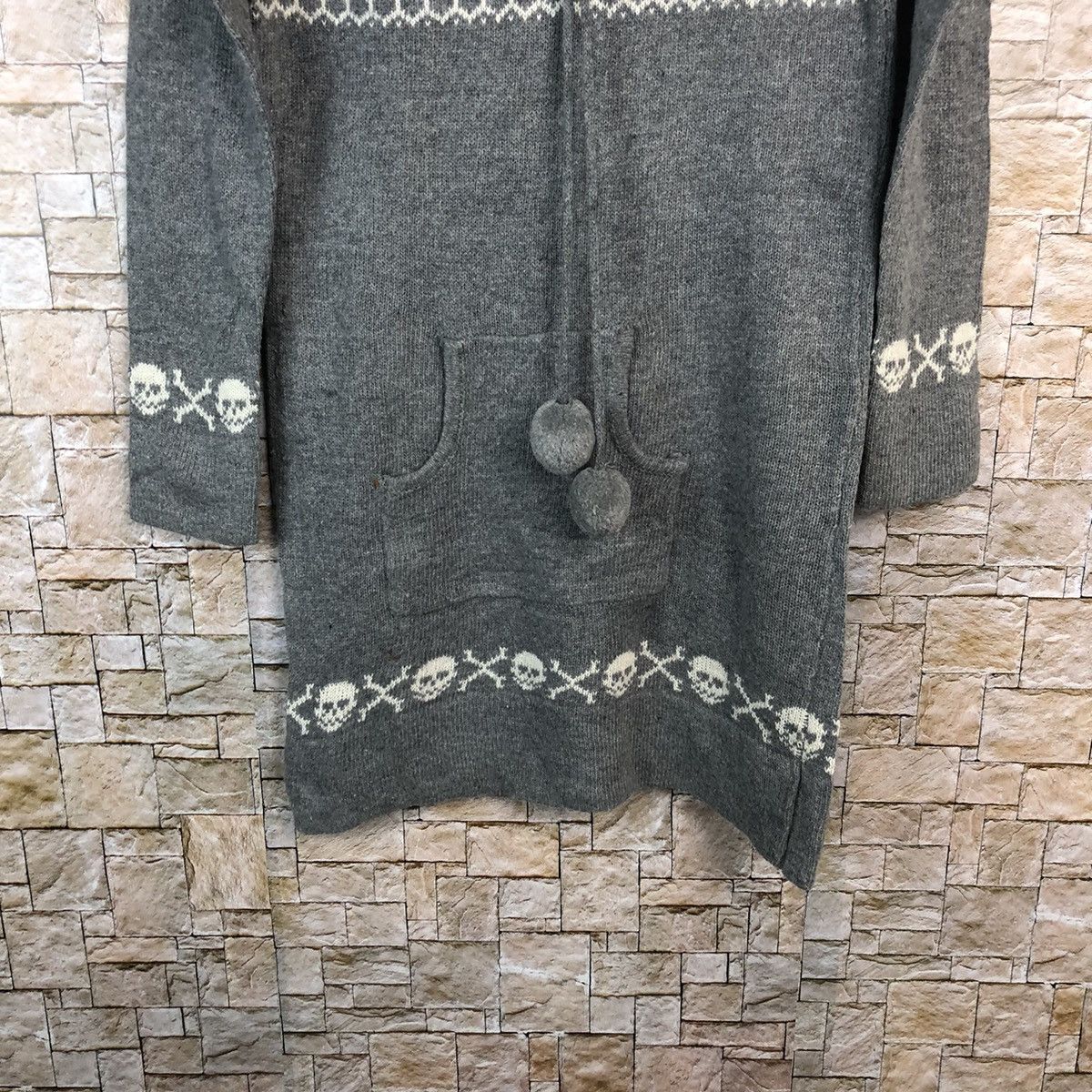 Japanese Brand S.I.D skull Grey Hoodie knitwear sweater #A518 Size S / US 4 / IT 40 - 7 Thumbnail