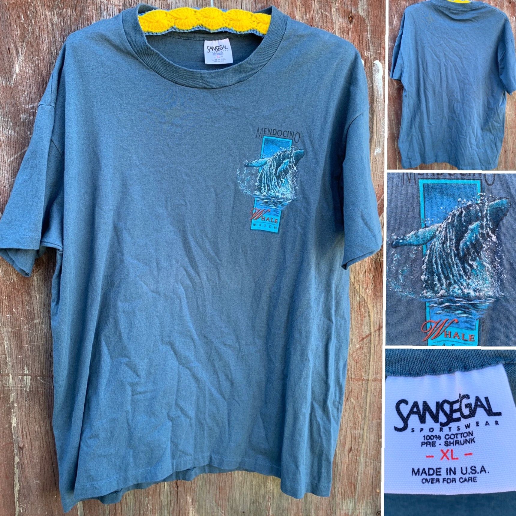 Swatch VINTAGE Mendocino Whale Watch T Shirt Sansegal XL Single Stitch Made In USA Men Blue 1990s Sportswear Graphic Tee Size US XL / EU 56 / 4 - 3 Thumbnail
