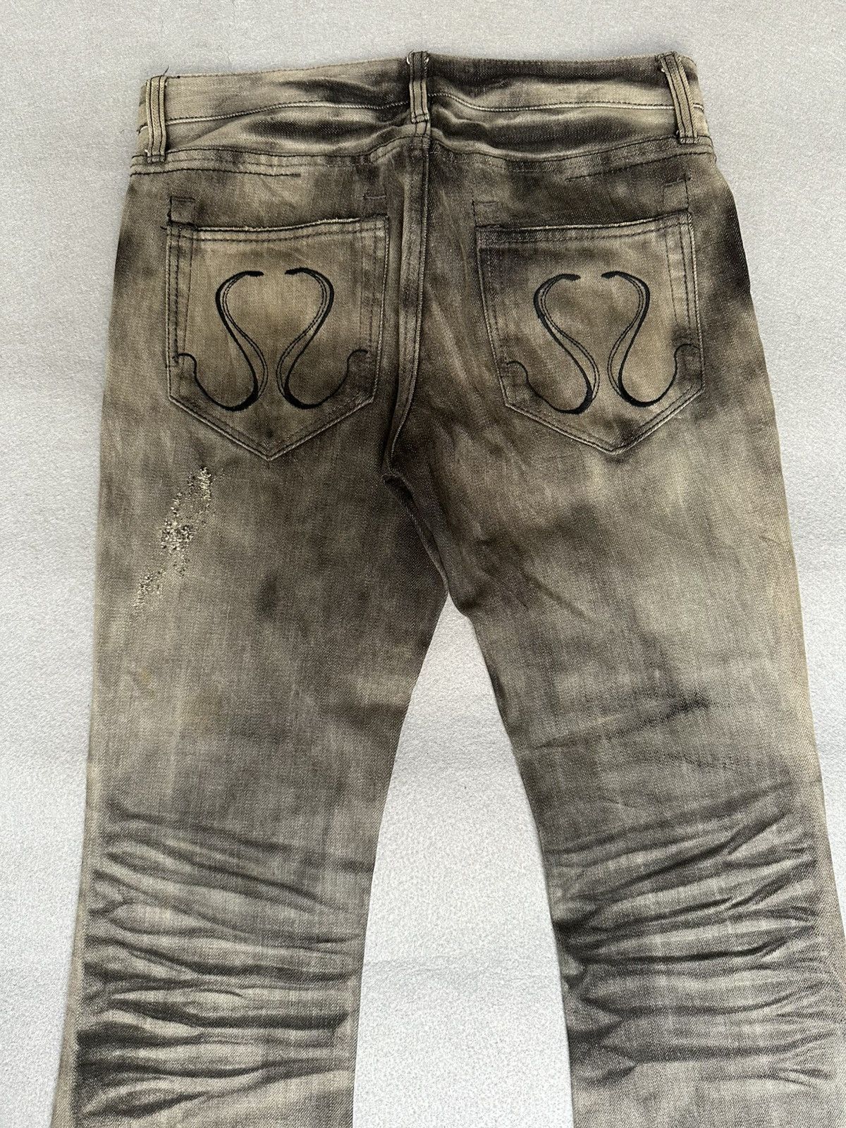 Japanese Brand FLARE Civarizie Distressed Release Leg Denim Size US 31 - 11 Thumbnail