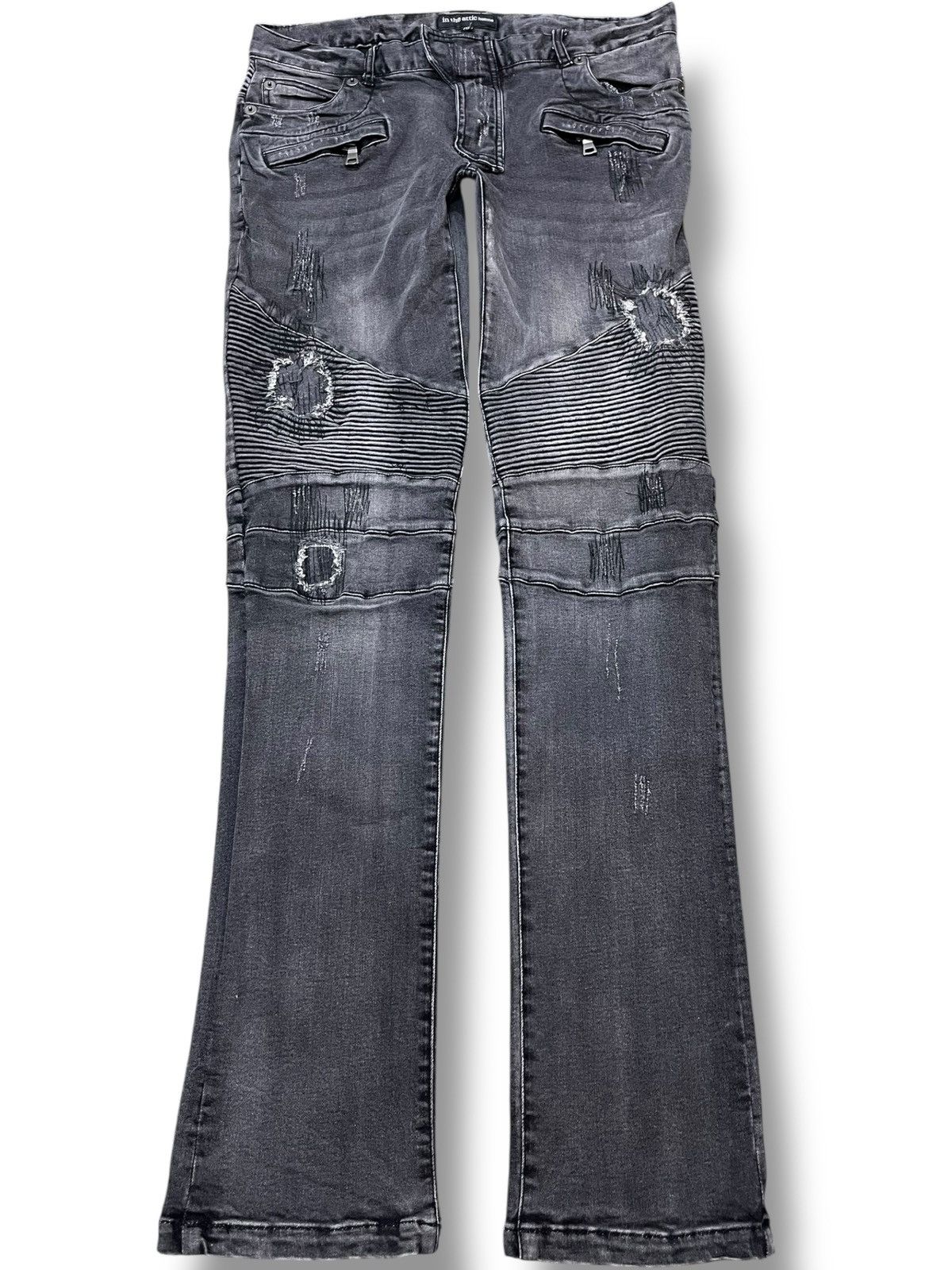 In The Attic Vintage In the Attic Homme Biker Double Knee Denim Size US 31 - 1 Thumbnail
