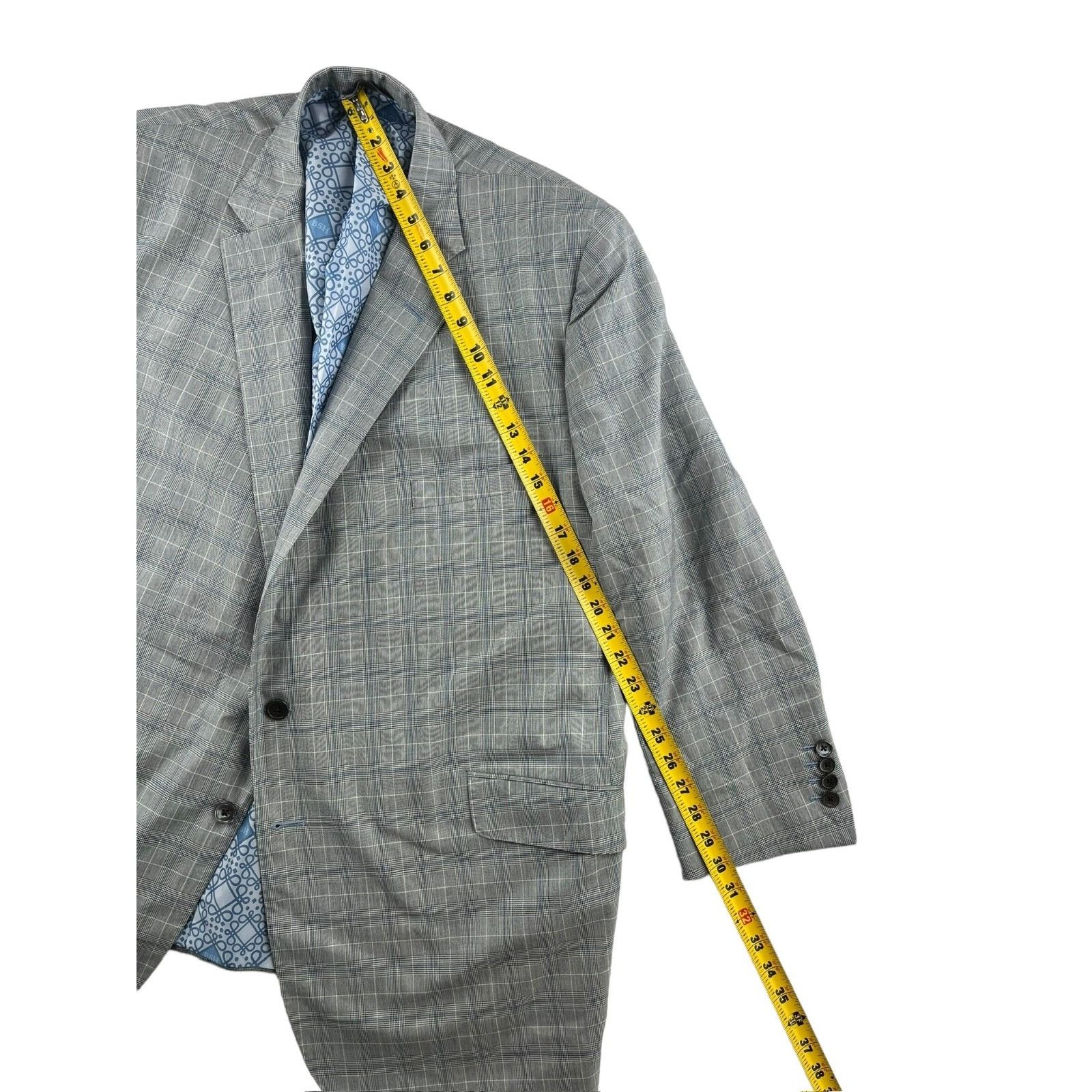Holland & Sherry NEW Tom James x Holland & Sherry Gray Windowpane Plaid Suit• Size 50S - 8 Thumbnail