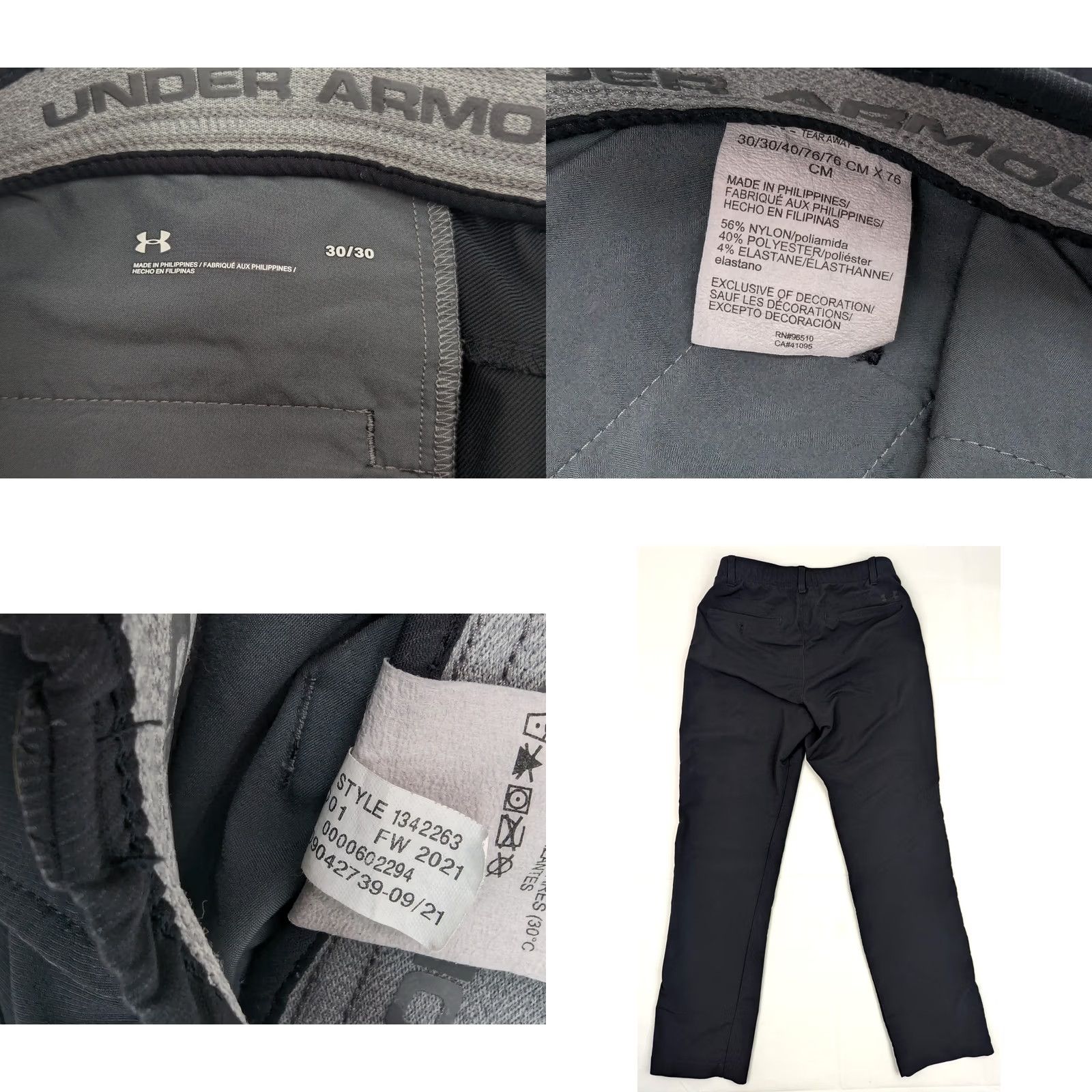 Under Armour Under Armour Match Play Pants Men 29x29.5 Black Chino Knit Regular Inseam 29.5" Nylon Polyester Size US 29 - 8 Thumbnail