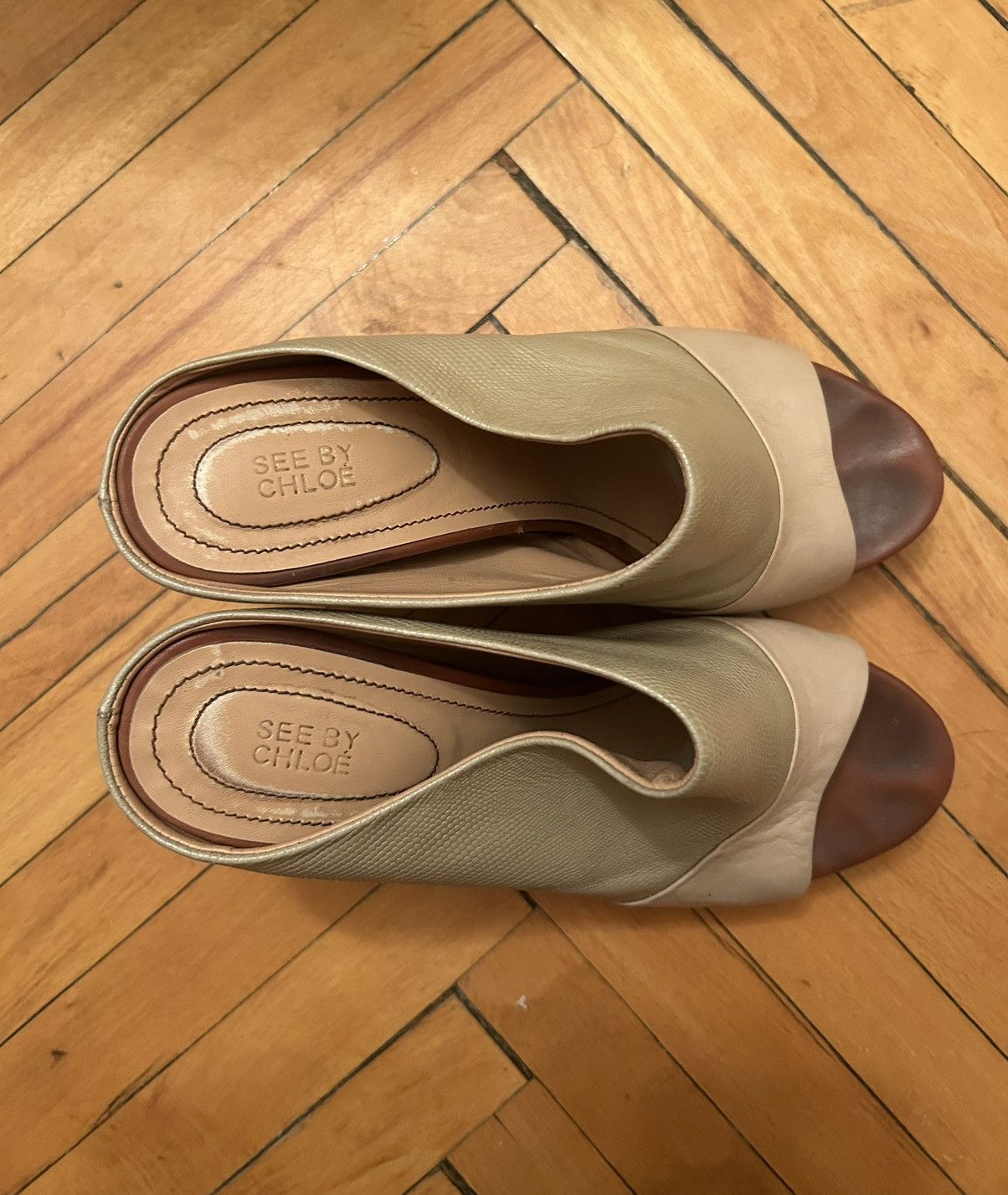 See by Chloe Vintage See By Chloe Wedge Mules Anna Beige y2k luxury Size US 9 / IT 39 - 1 Thumbnail