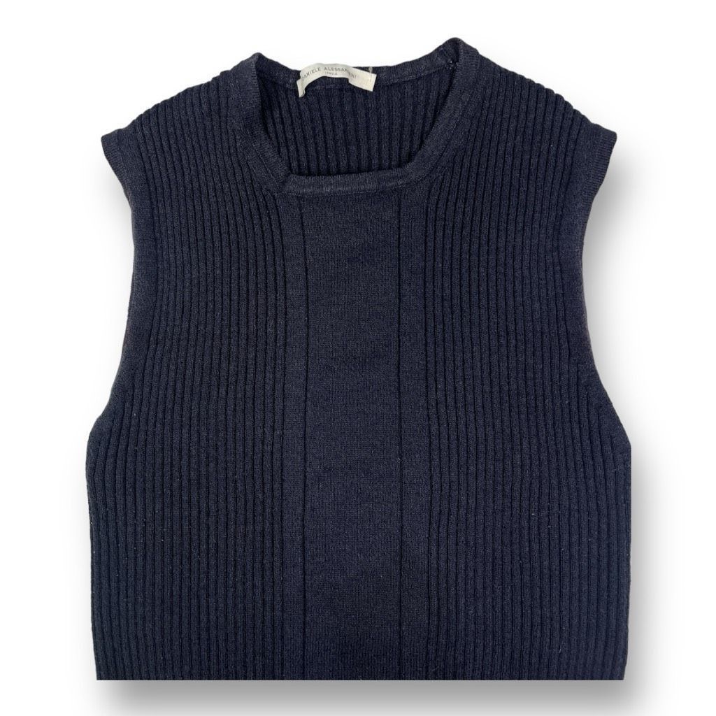 Daniele Alessandrini Daniele Alessandrini Knit Sleevless Navy Blue Top Size Small Size S / US 4 / IT 40 - 2 Thumbnail