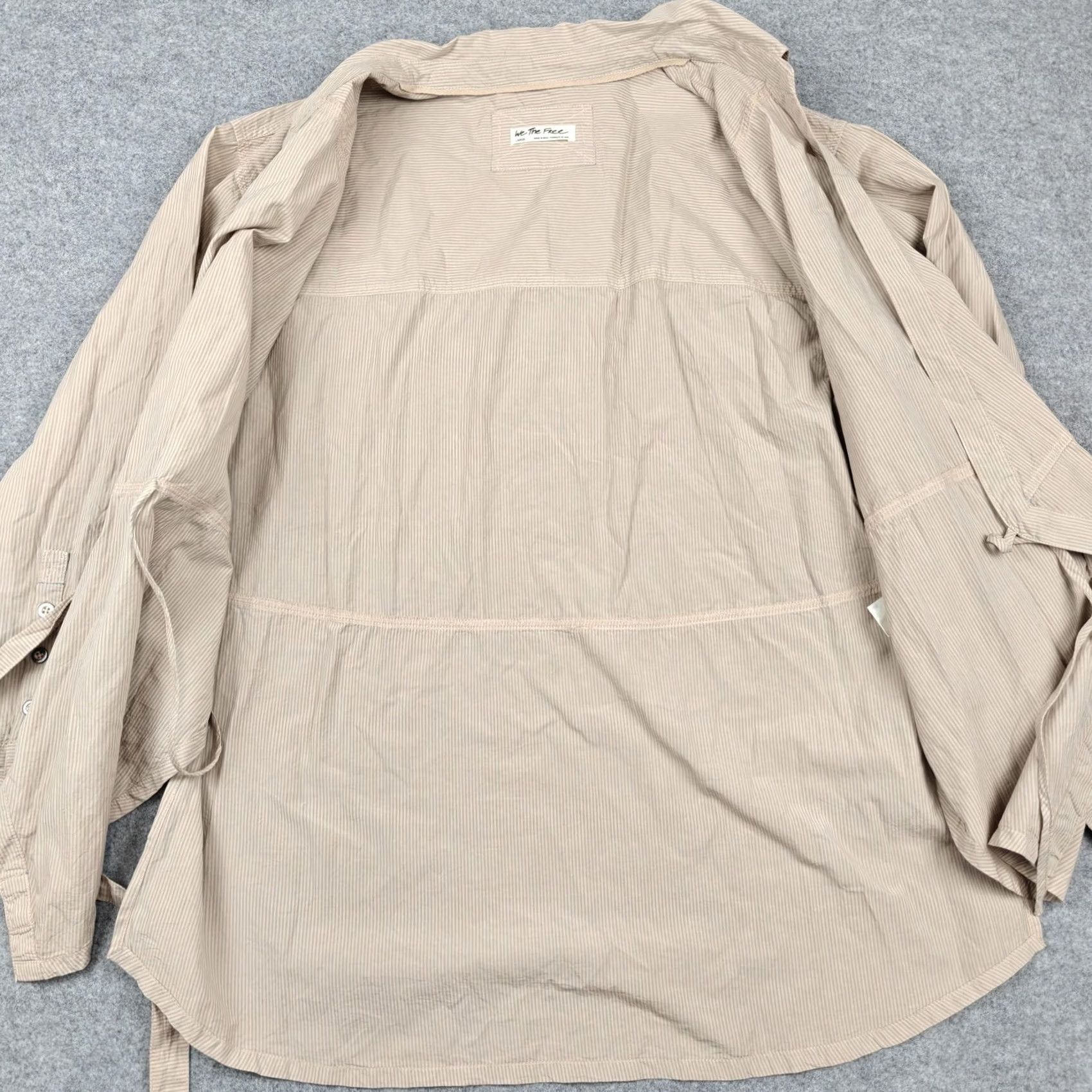 Free People Free People Blouse Womens L Beige The Striped Wrap Tunic Long Sleeve Top Size L / US 10 / IT 46 - 6 Thumbnail