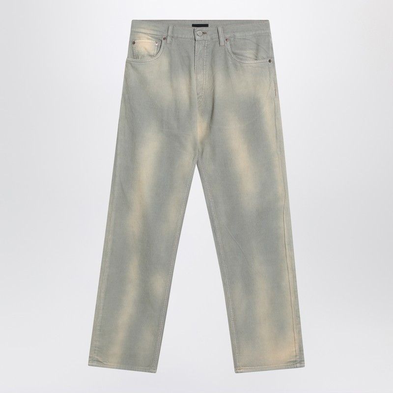 Prada Light Blue Corduroy Trousers With Washed Effect
