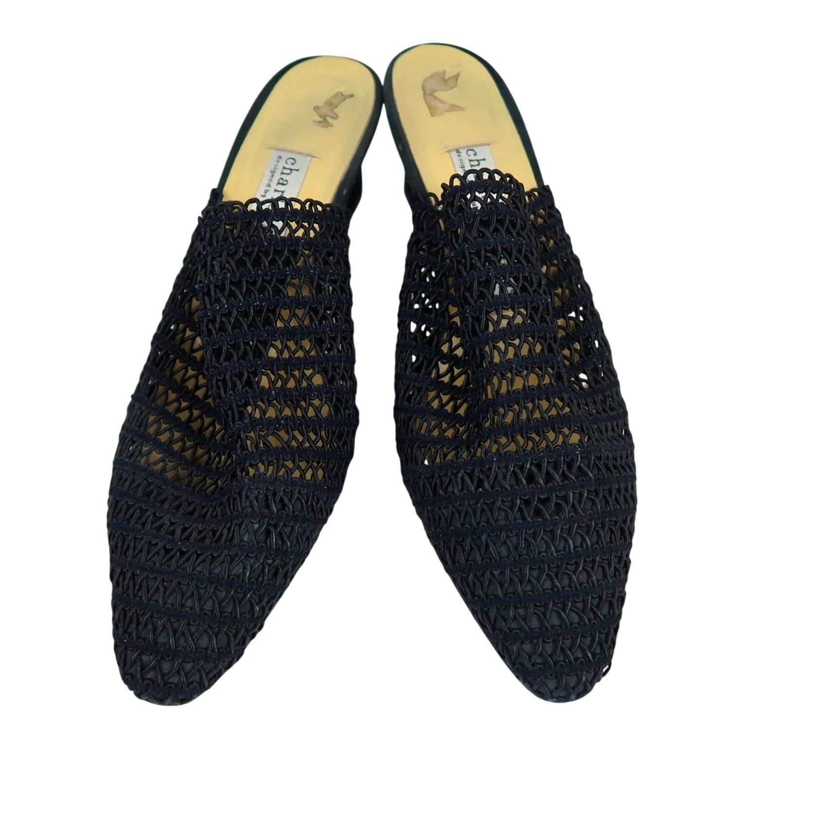 Vintage VINTAGE Charles David Black Woven Block Heel Mules 7 Womens Casual Workwear 90s Bohemian Size US 7 / IT 37 - 2 Thumbnail
