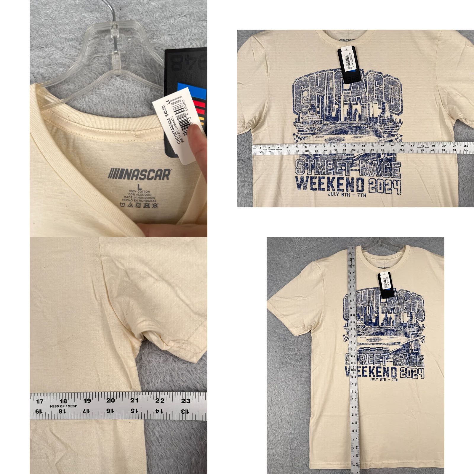 NASCAR Nascar Shirt Adult Large Ivory Cotton Chicago Street Race 2024 Blueprint Style Size US L / EU 52-54 / 3 - 8 Thumbnail