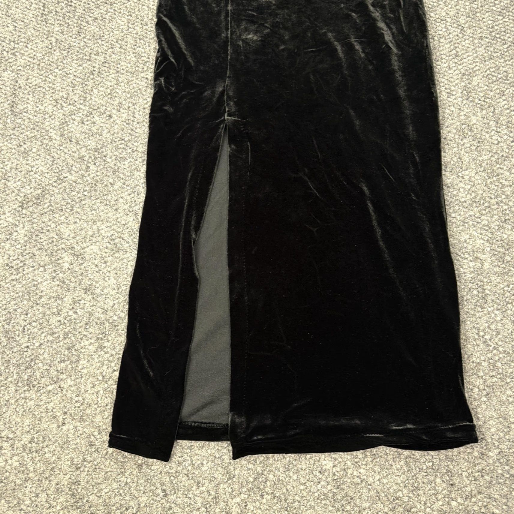 Vintage VINTAGE Caché Skirt Womens Medium Black Velvet Long Pencil Slit Stretch Formal Size 32" / US 10 / IT 46 - 2 Thumbnail