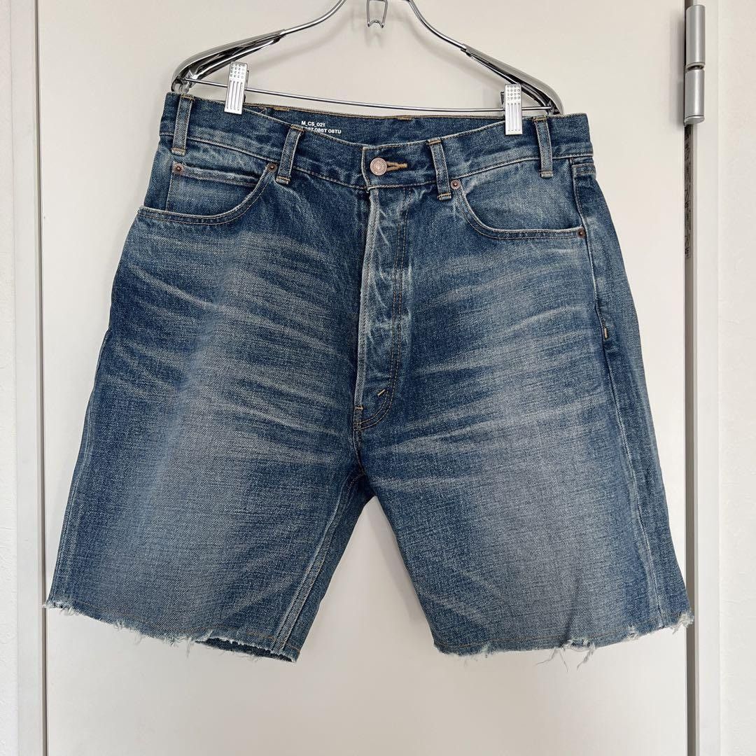 image of Celine x Hedi Slimane Wesley Shorts In Vintage Union Wash Denim in Blue, Men's (Size 32)