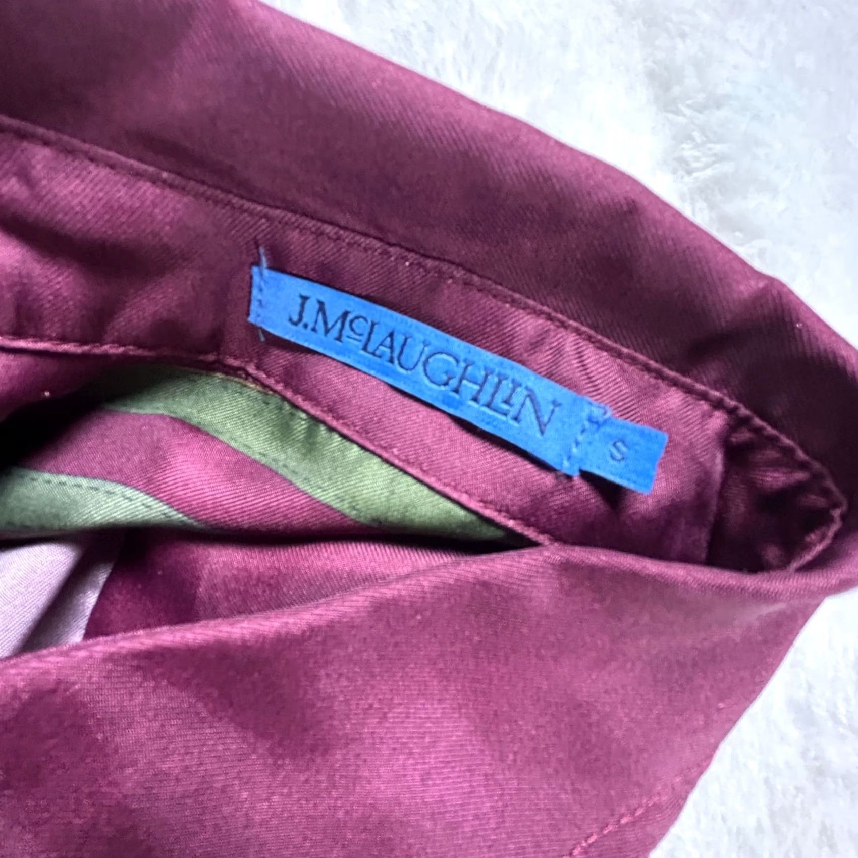 J.McLaughlin J.McLaughlin Women Button Up Long Sleeve Silk Blend Denver Blouse Small Burgundy Size S / US 4 / IT 40 - 3 Thumbnail