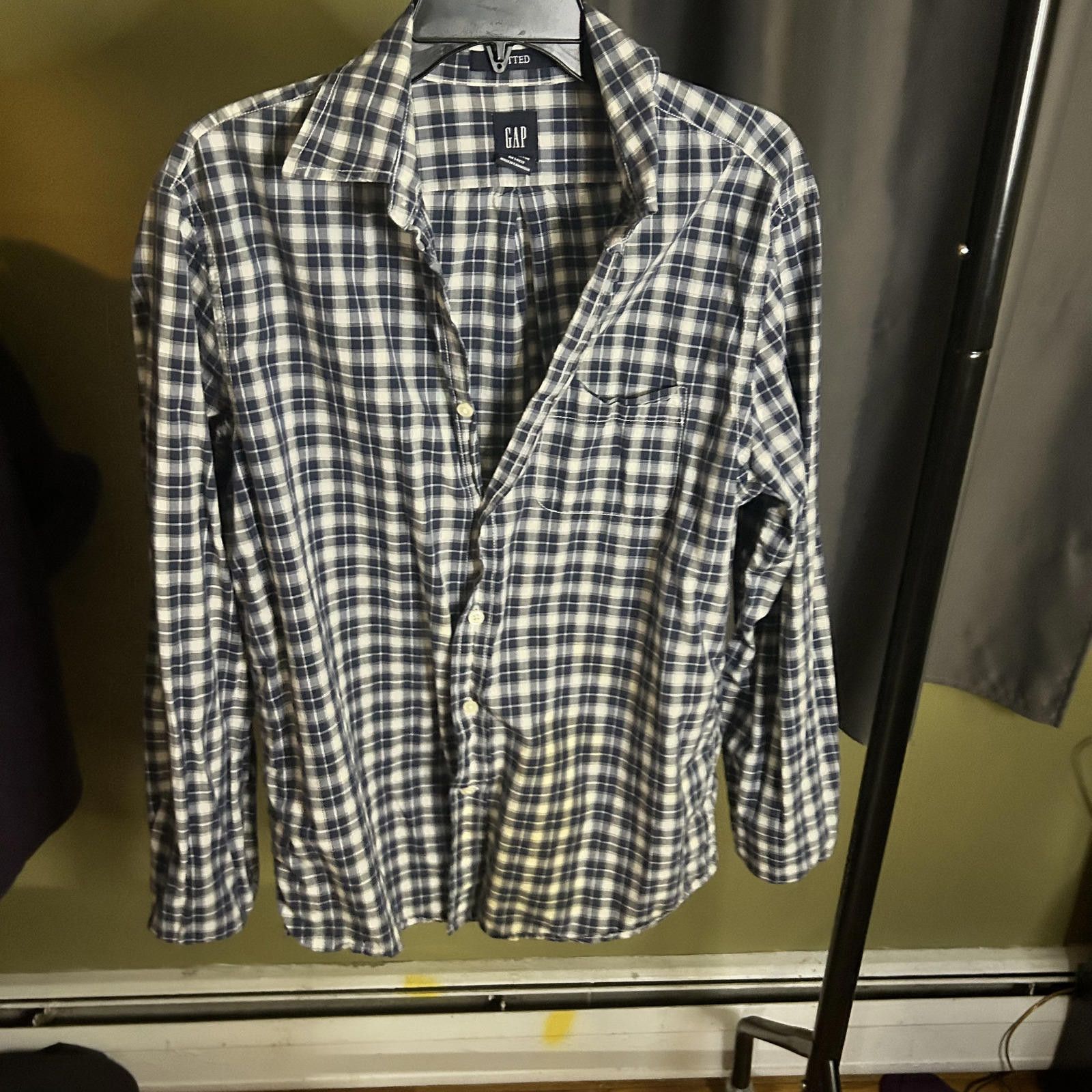 Gap GAP Classic Blue and White Plaid Men's Casual Shirt - Medium Size US M / EU 48-50 / 2 - 1 Thumbnail