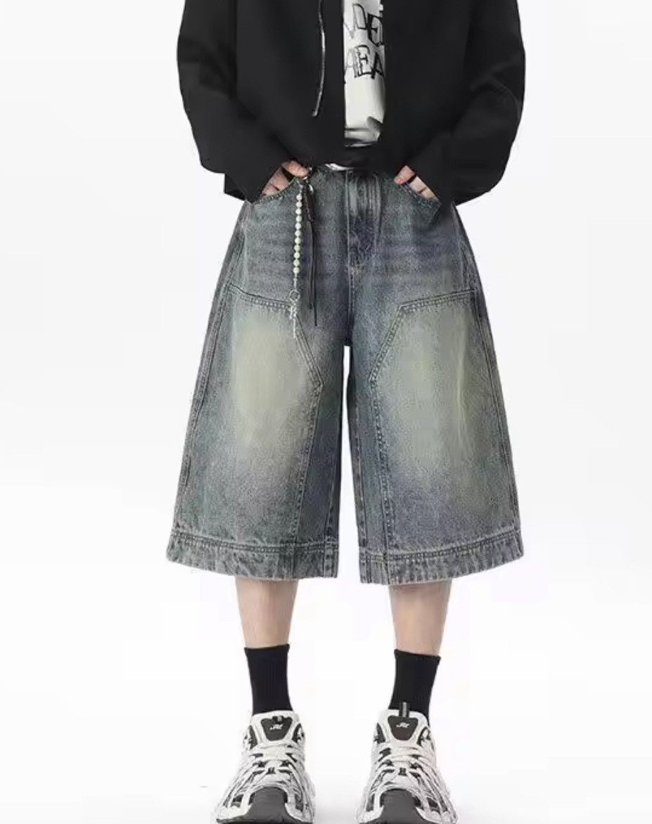 Japanese Brand Double knee Denim Jorts Vintage Style Baggy Hip Hop Party Size US 31 - 9 Thumbnail