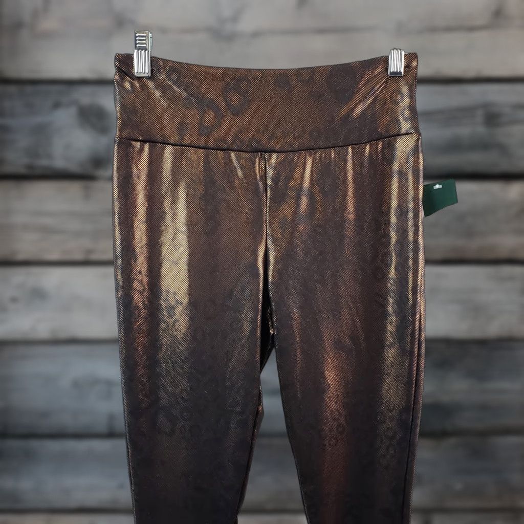 Vintage Wild Fable Leggings Womens Sz Medium Brown Metallic Animal Print Size 32" / US 10 / IT 46 - 1 Thumbnail