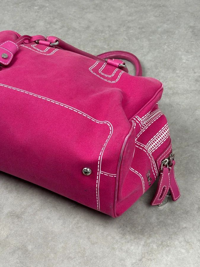 Dolce & Gabbana AW2010 Dolce & Gabbana Fuchsia Pink Canvas Trompe Loeil Zip Bag Size ONE SIZE - 9 Thumbnail