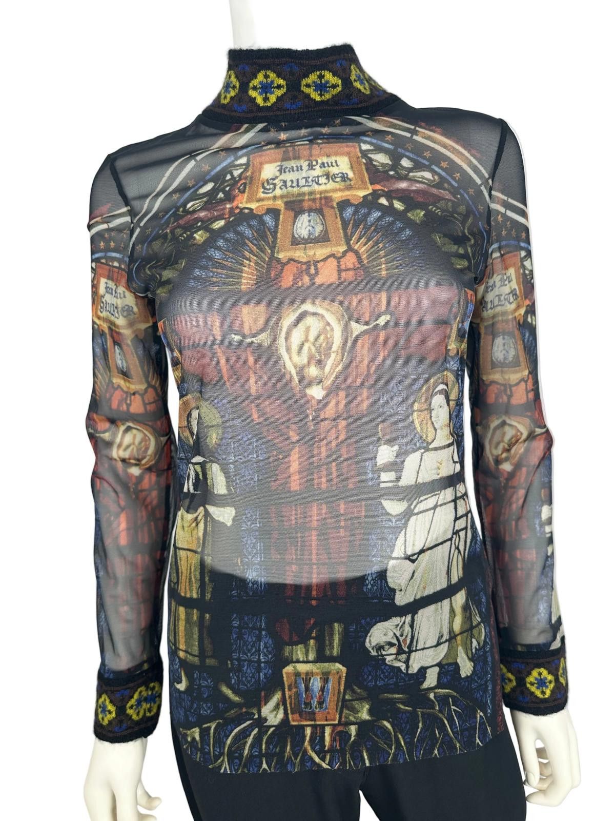 Jean Paul Gaultier Jean Paul Gaultier F/W 1998 Cathedral Print Mesh Top Size S / US 4 / IT 40 - 1 Thumbnail