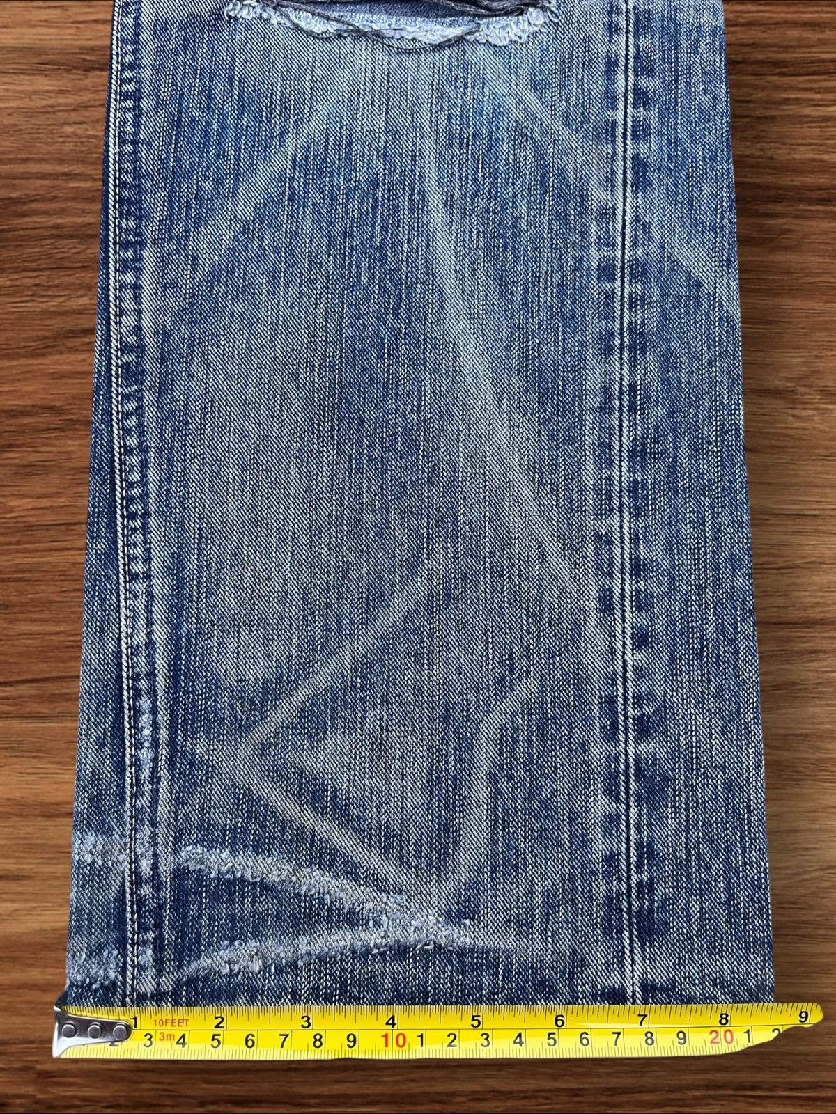 Edwin Vintage Japanese Brand Blue Way Distressed Wide Leg Jeans Size US 34 / EU 50 - 14 Thumbnail