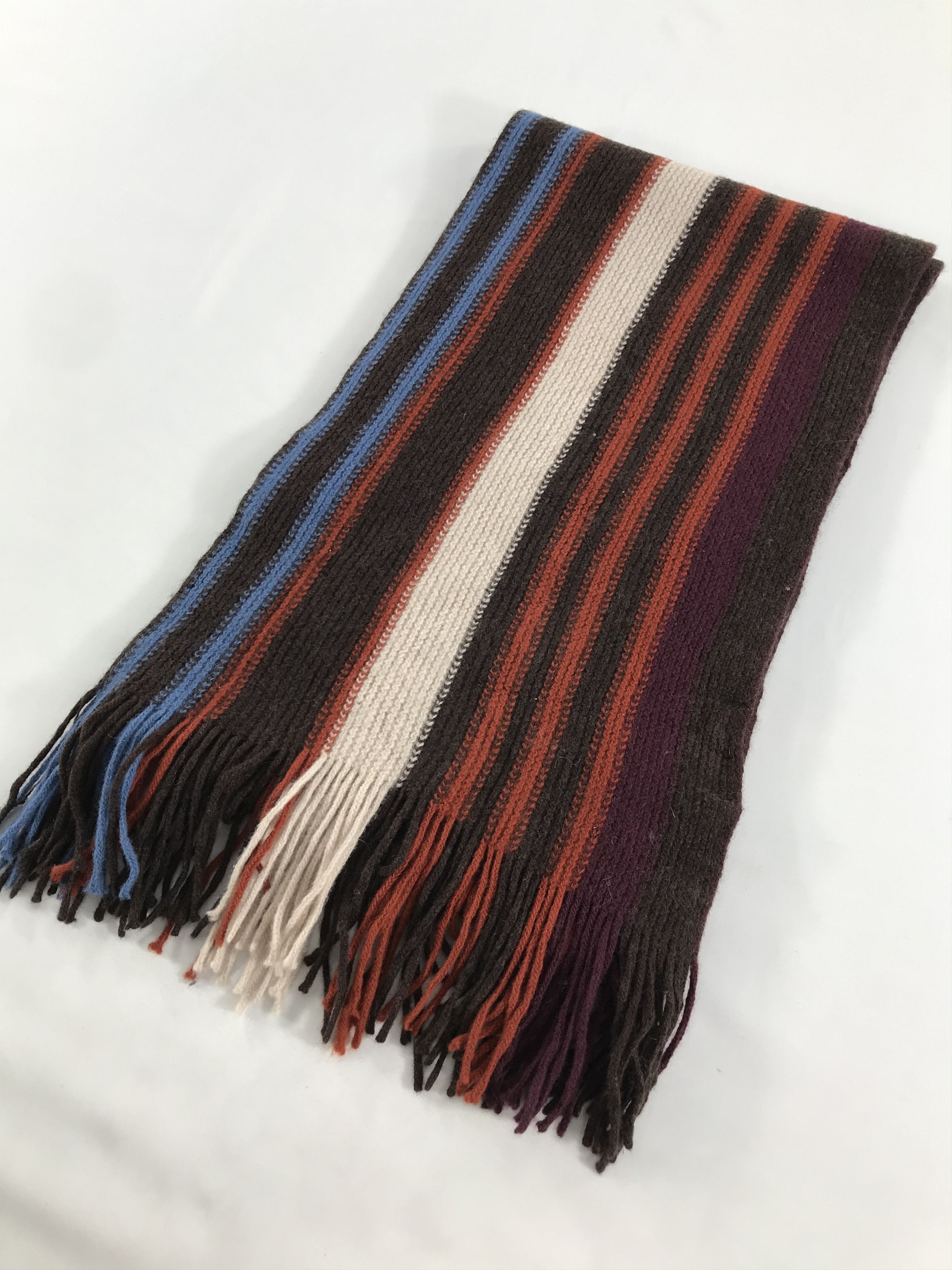 Massimo Dutti Massimo Dutti Striped Knit Wool Scarf Muffler V129 Size ONE SIZE - 3 Thumbnail